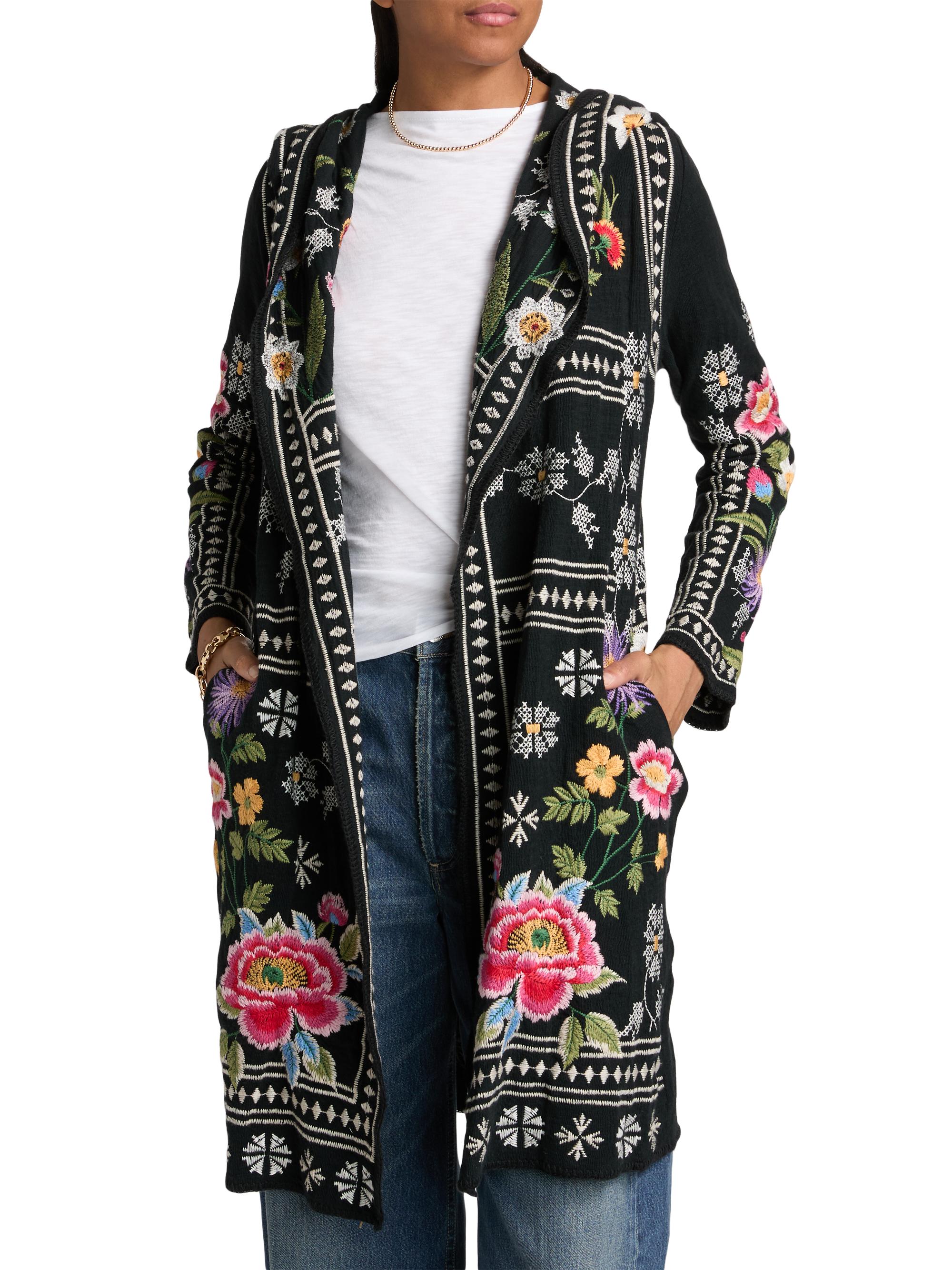 Johnny Was Biya Embroidered Open-Front Duster | Saks Fifth Avenue
