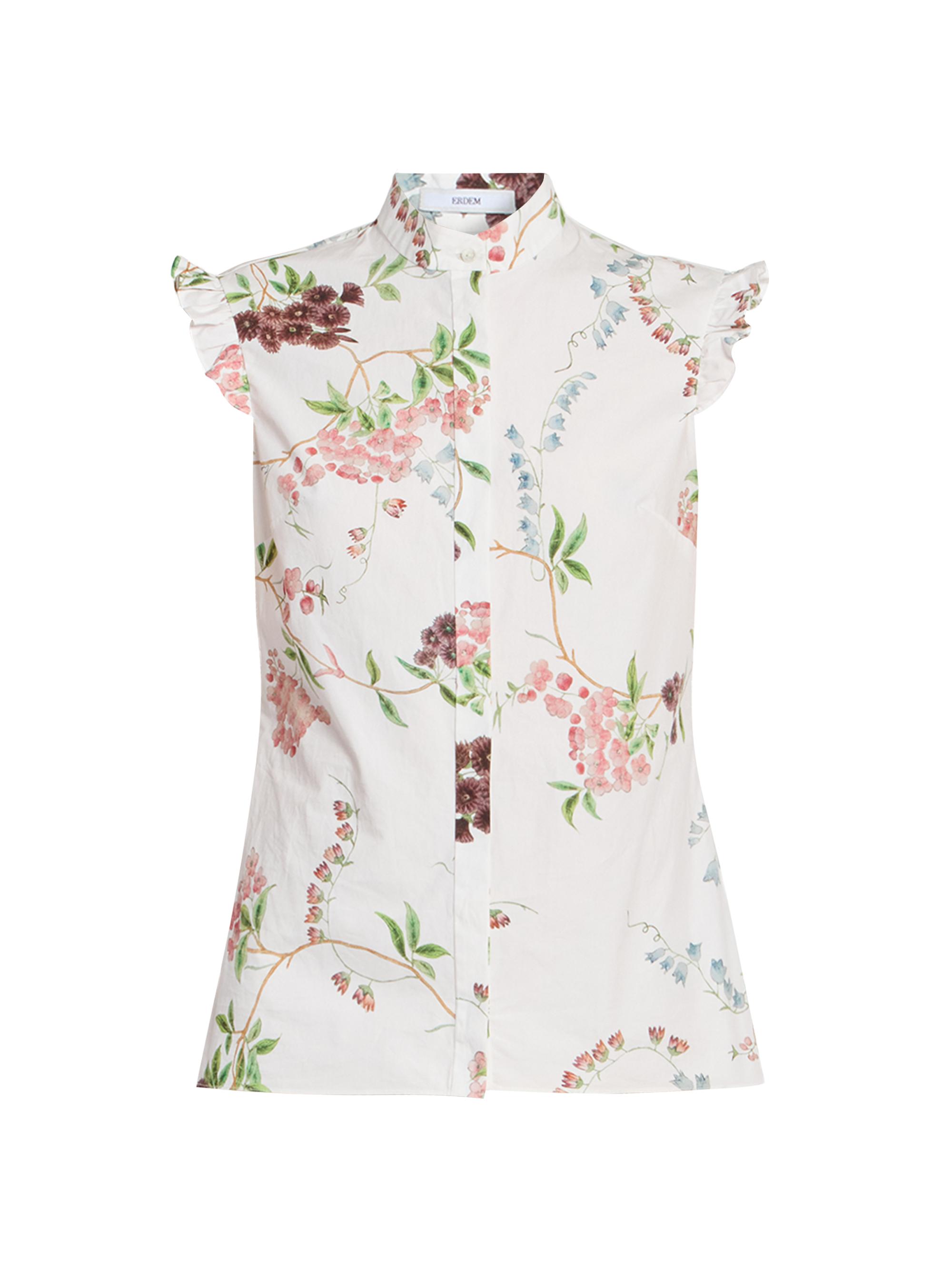 Erdem Women's Floral Cotton Sleeveless Shirt - French Chintz Multi White