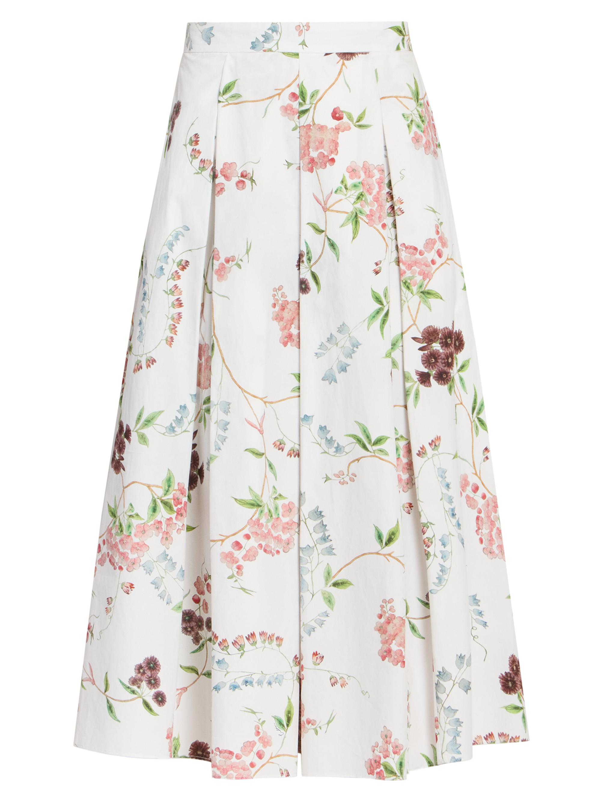 Erdem Women's Floral Cotton Pleated Midi-Skirt - French Chintz Multi White