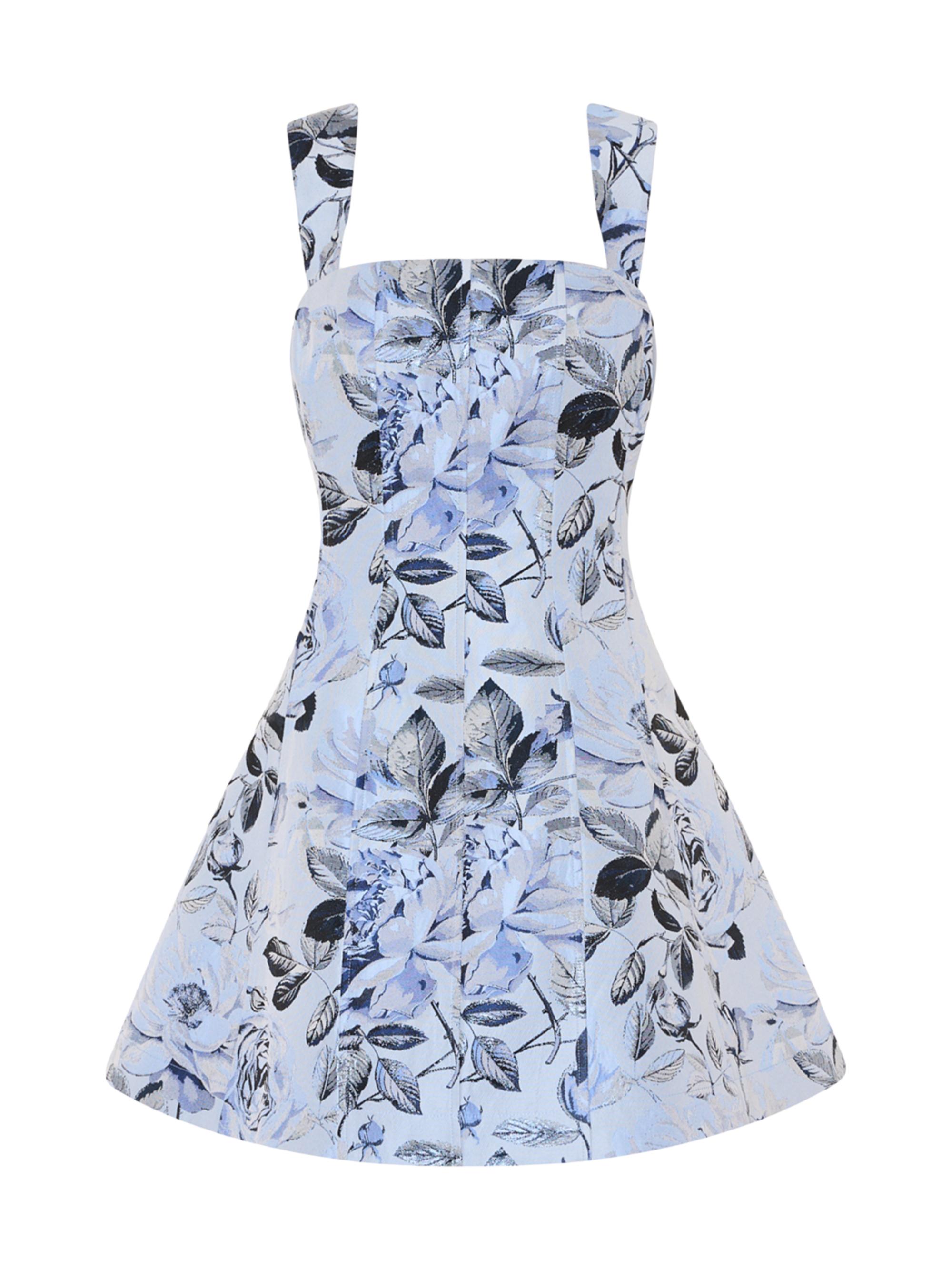 Milly Women's Elodie Striped Embroidered Jacquard Midi-Dress - Blue Navy