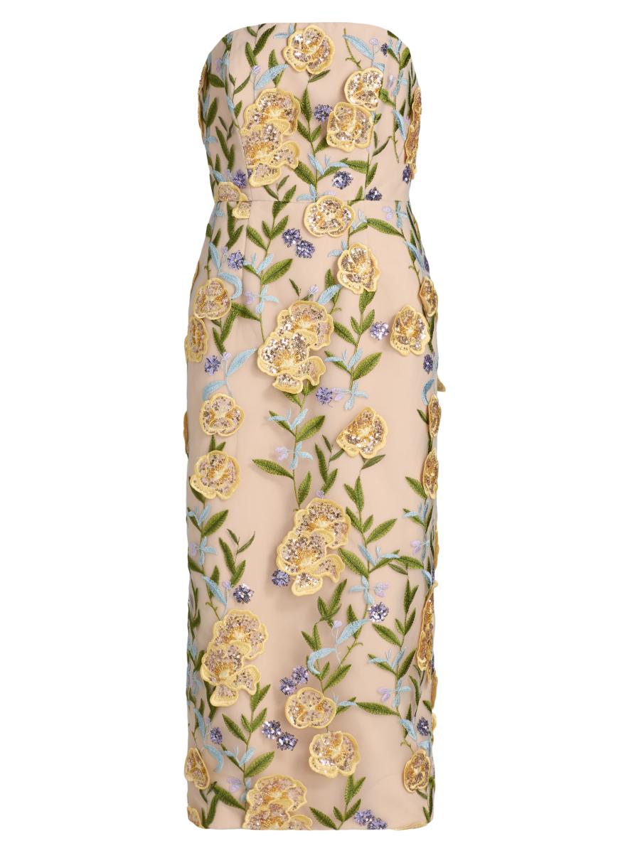 milly kait fleur paillette-embellished midi-dress MILLY Kait Fleur Paillette Dress