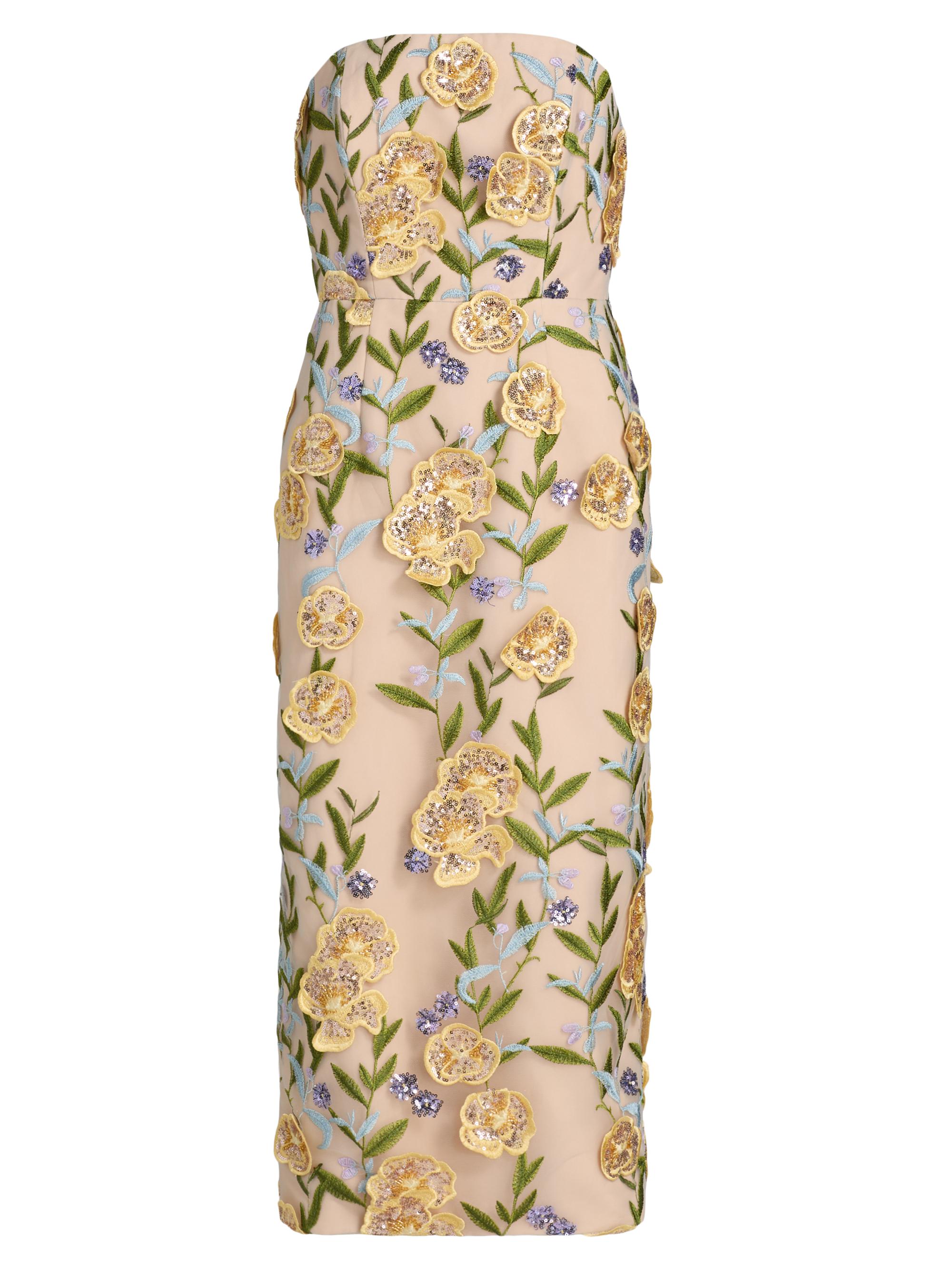 Milly Women's Kait Embroidered Sequined Strapless Midi-Dress