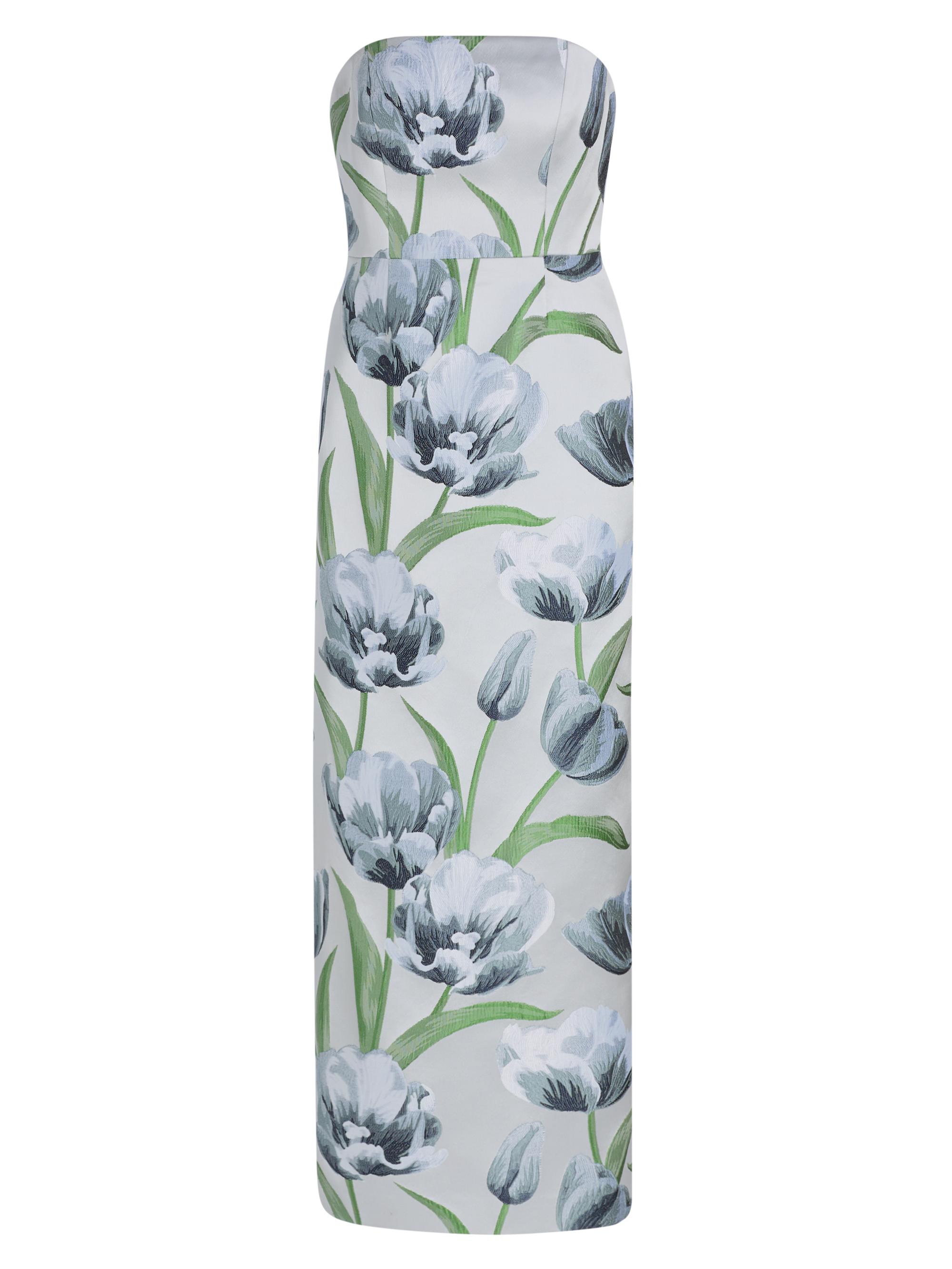 Milly Women's Orion Tulip Jacquard Strapless Gown - Blue