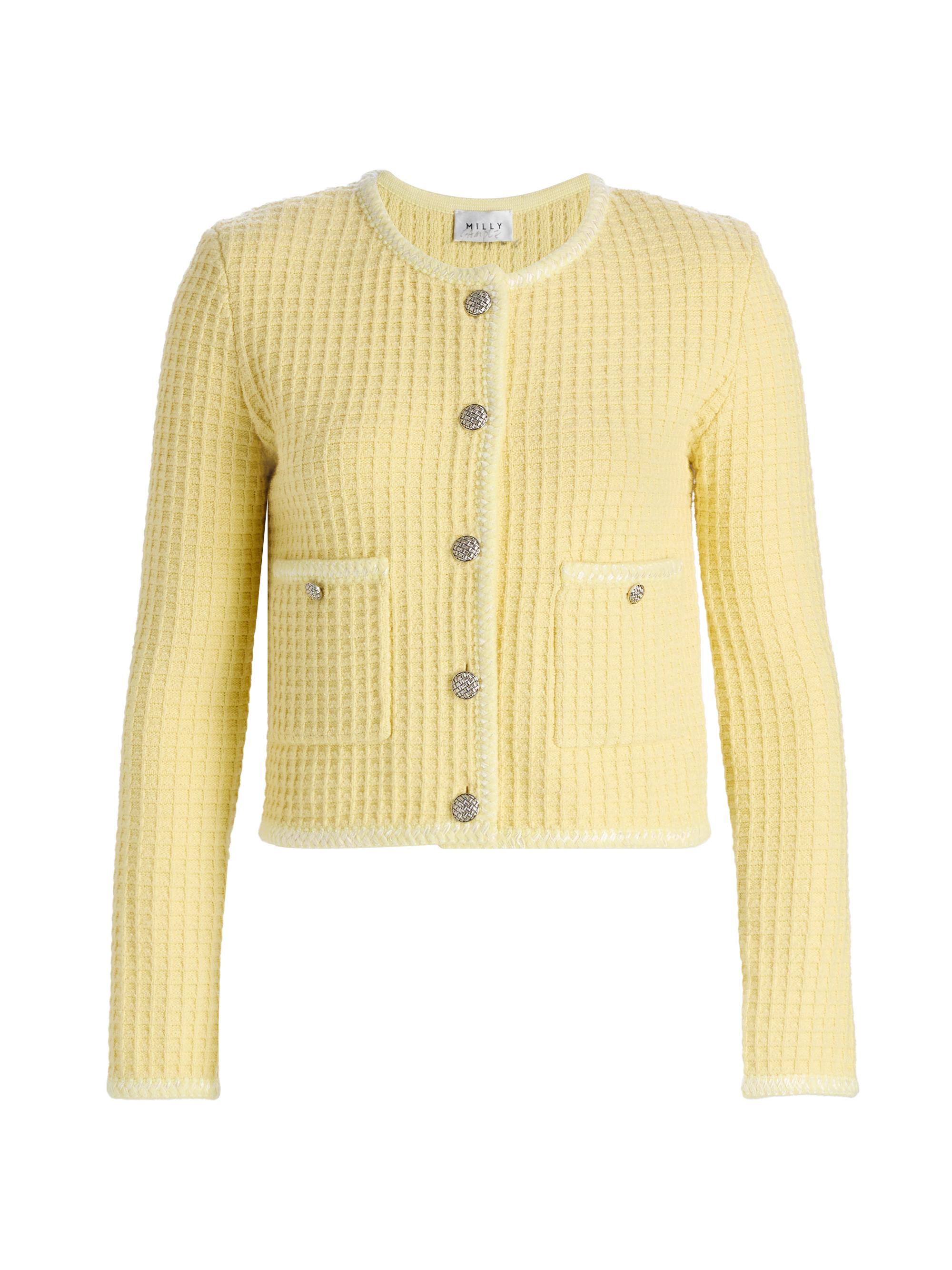Milly Women's Sade Textured Knit Cardigan - Yellow