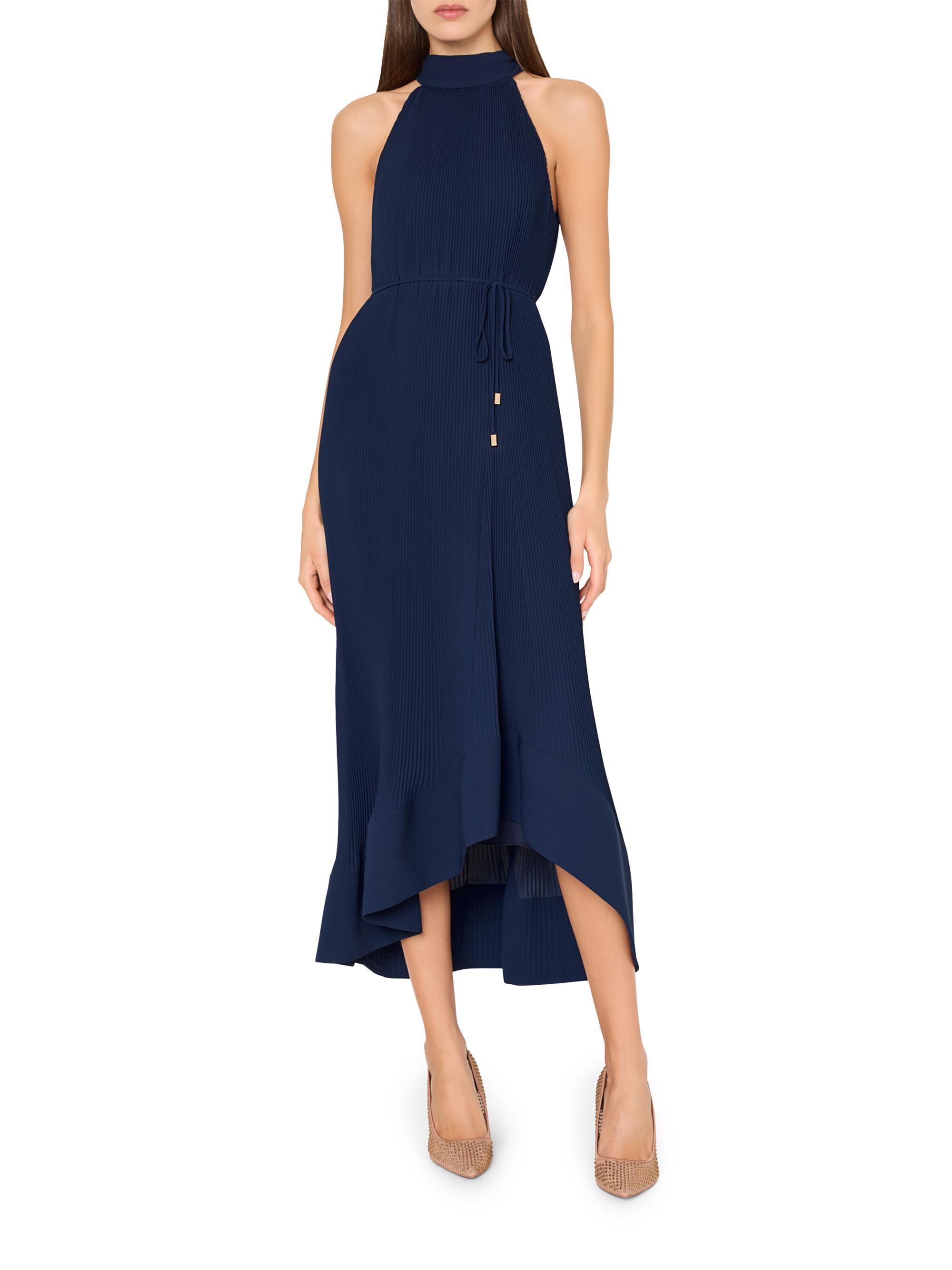 Milly Women's Nalani Pleated Midi-Dress - Navy | Thumbnail 4