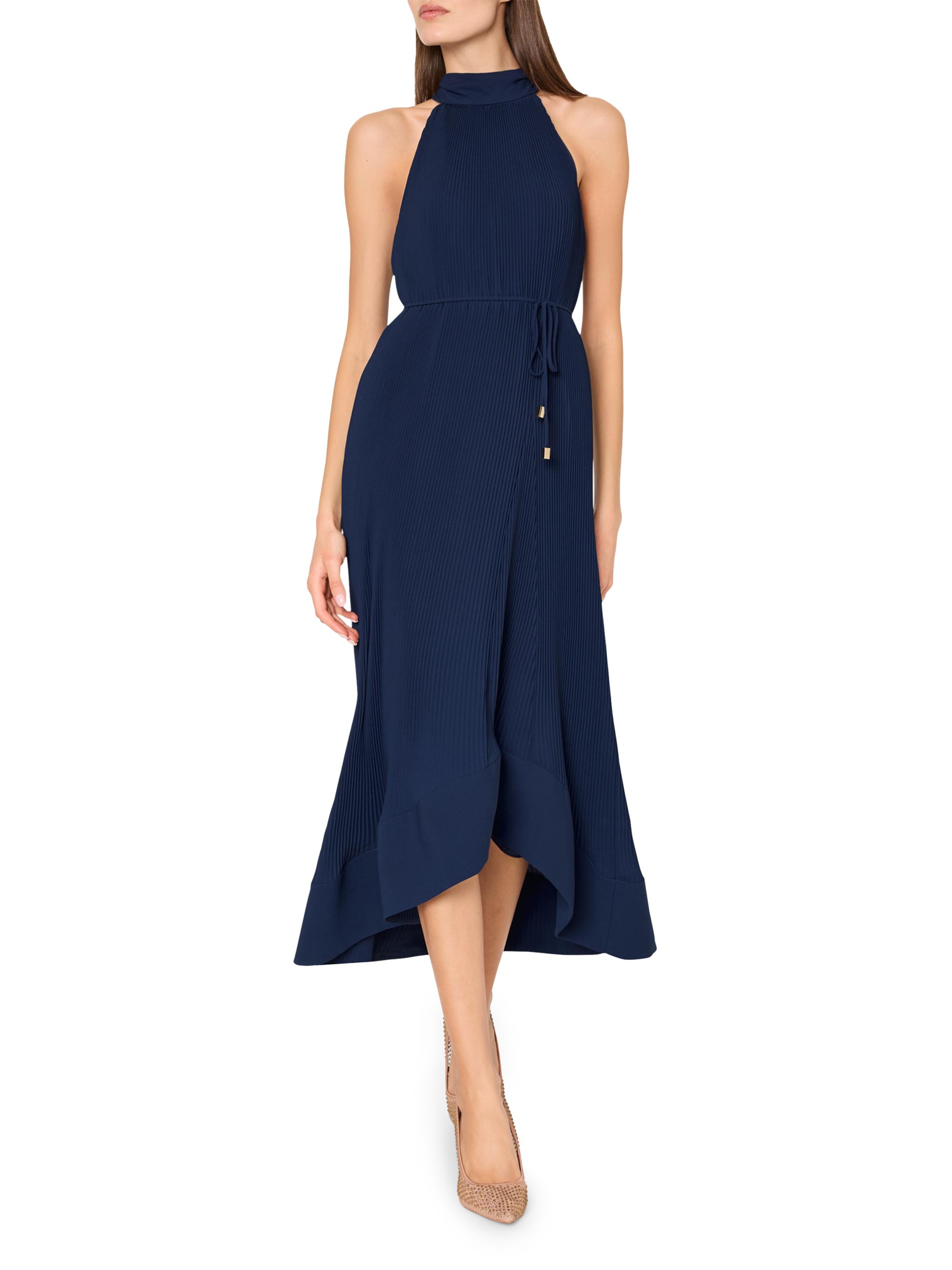 Milly Women's Nalani Pleated Midi-Dress - Navy | Thumbnail 5