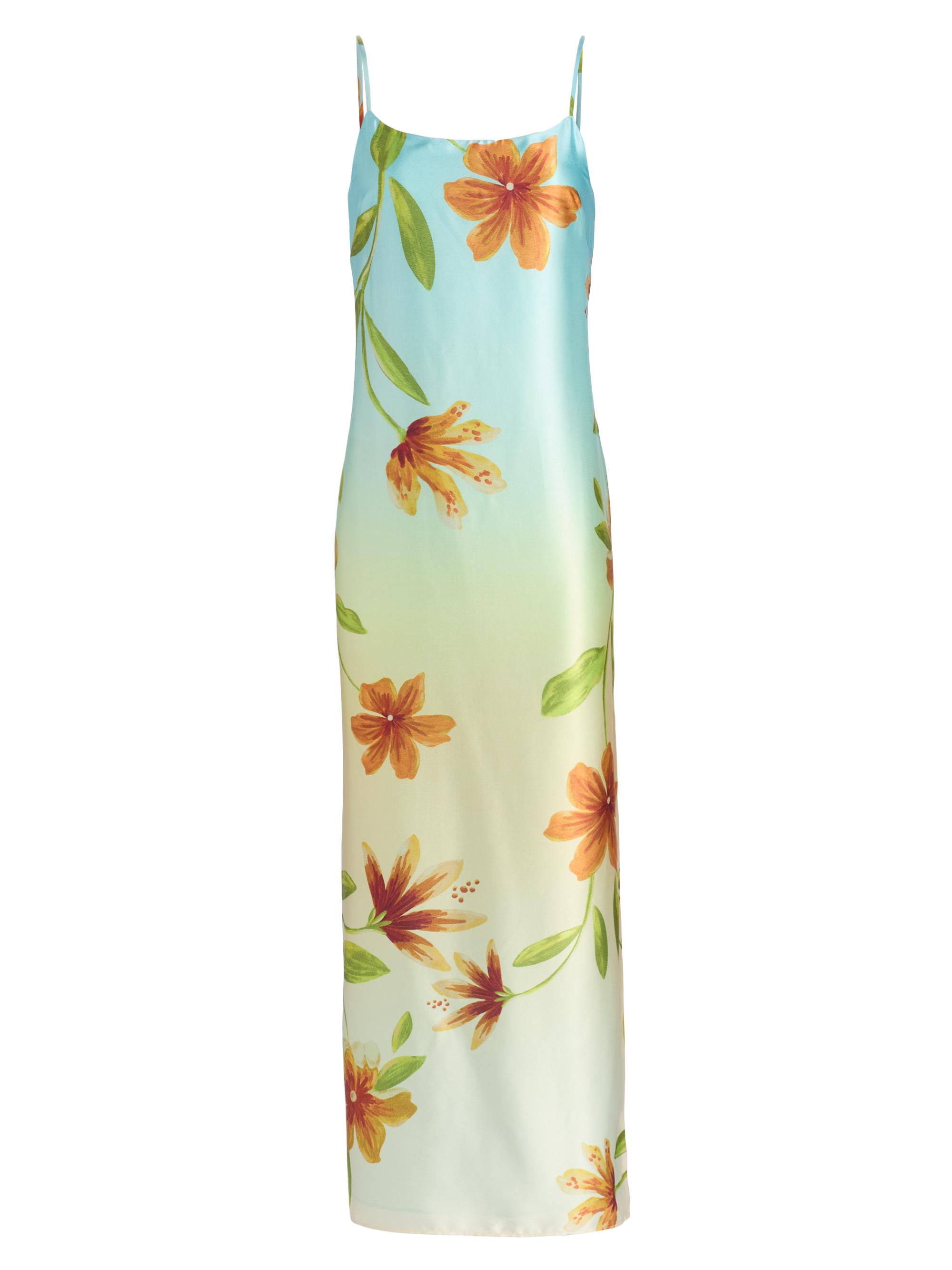 Milly Women's Lily Floral Satin Maxi Slipdress - Yellow Multi