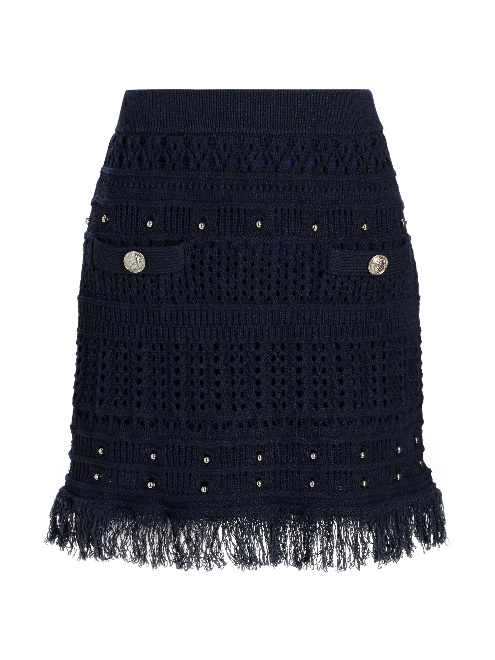 Milly Women's Beaded Fringe Miniskirt - Navy