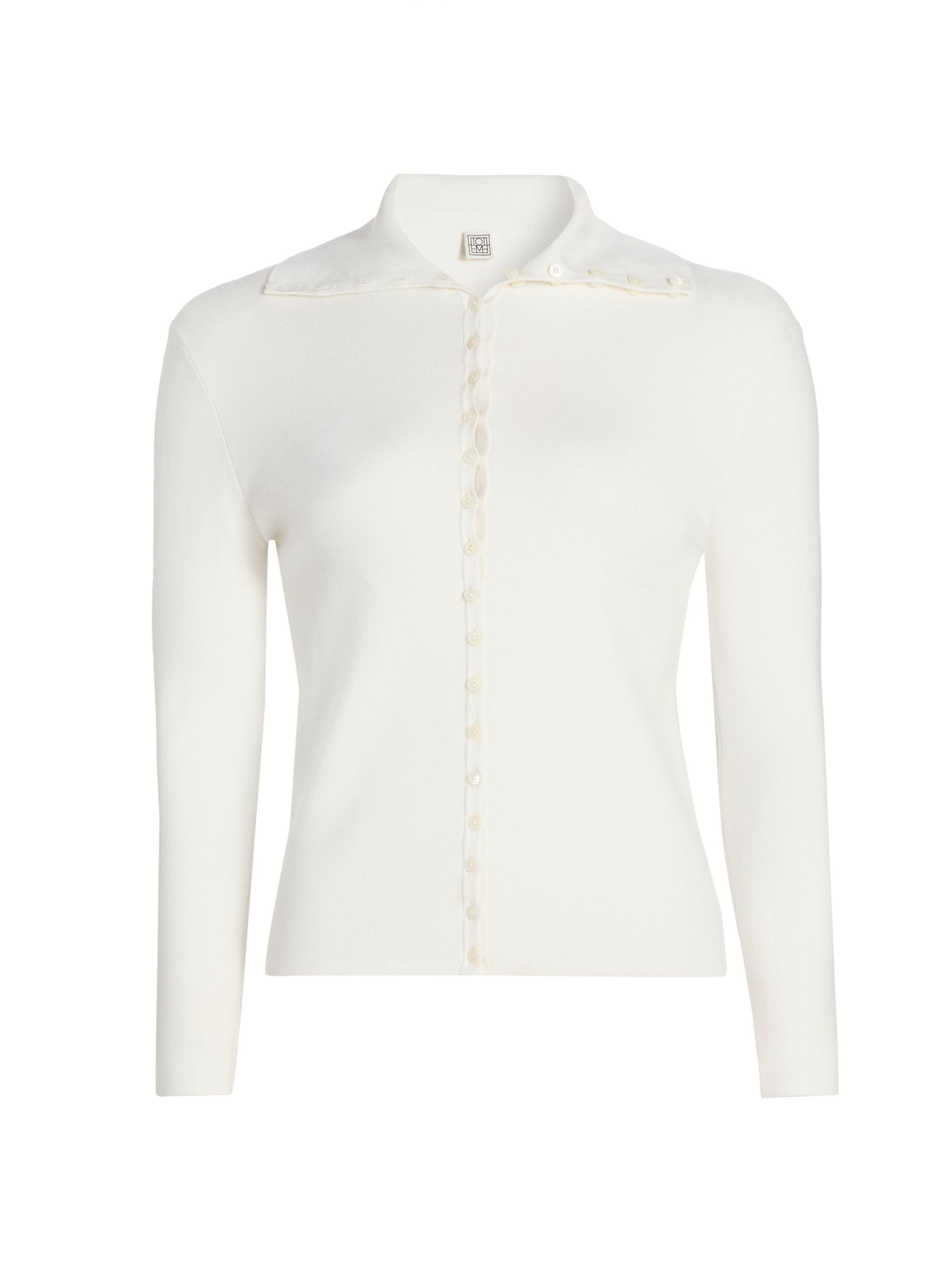 Toteme Women's Fitted Polo Cardigan - Off White