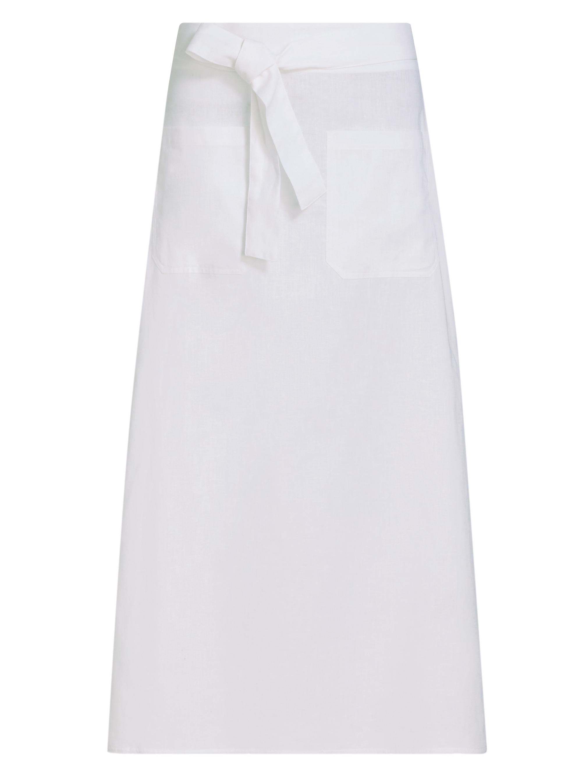 Toteme Women's Tie-Waist Cotton-Linen A-Line Midi-Skirt - White