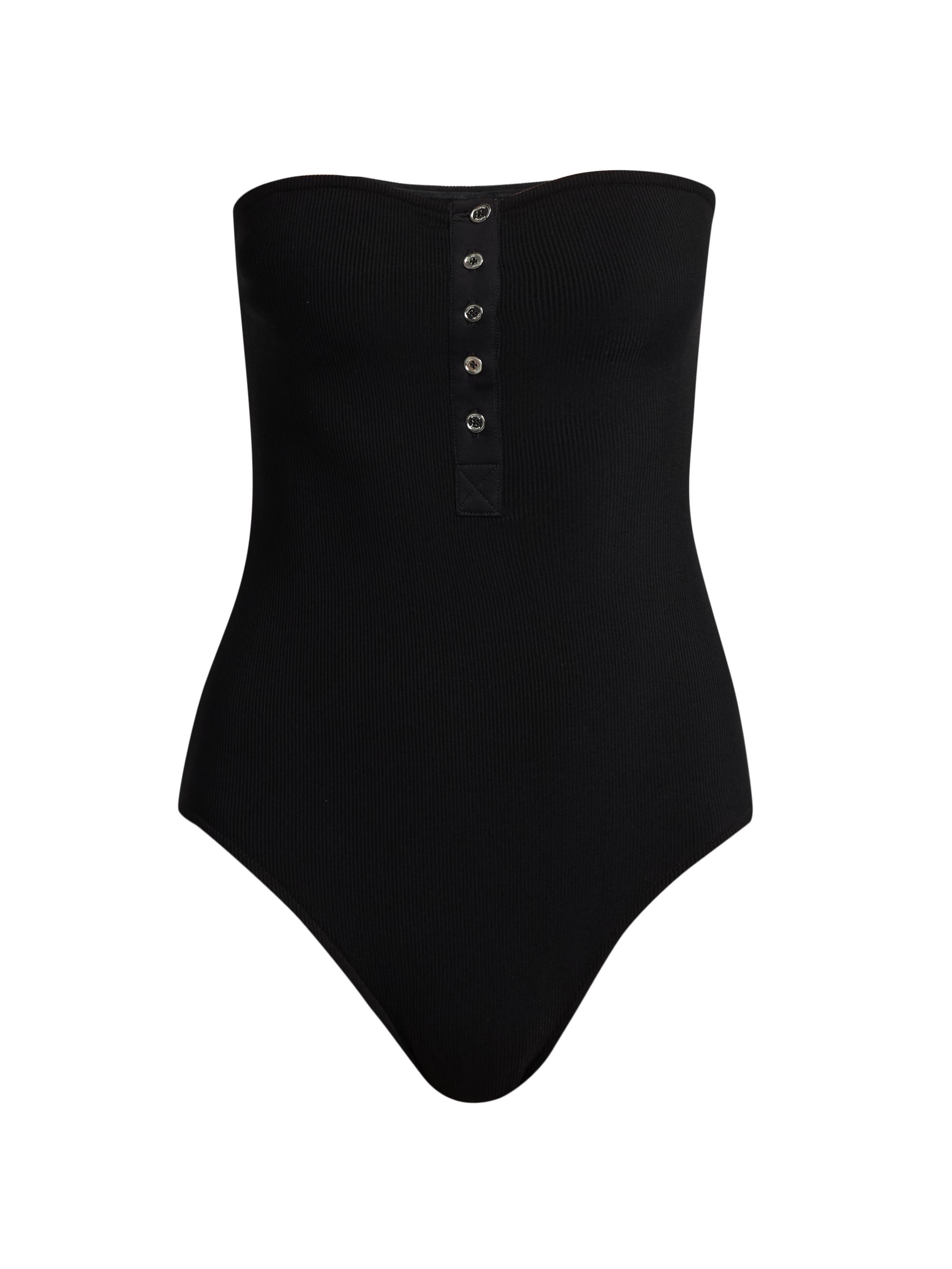 Toteme Women's Rib-Knit Strapless One-Piece Swimsuit - Black