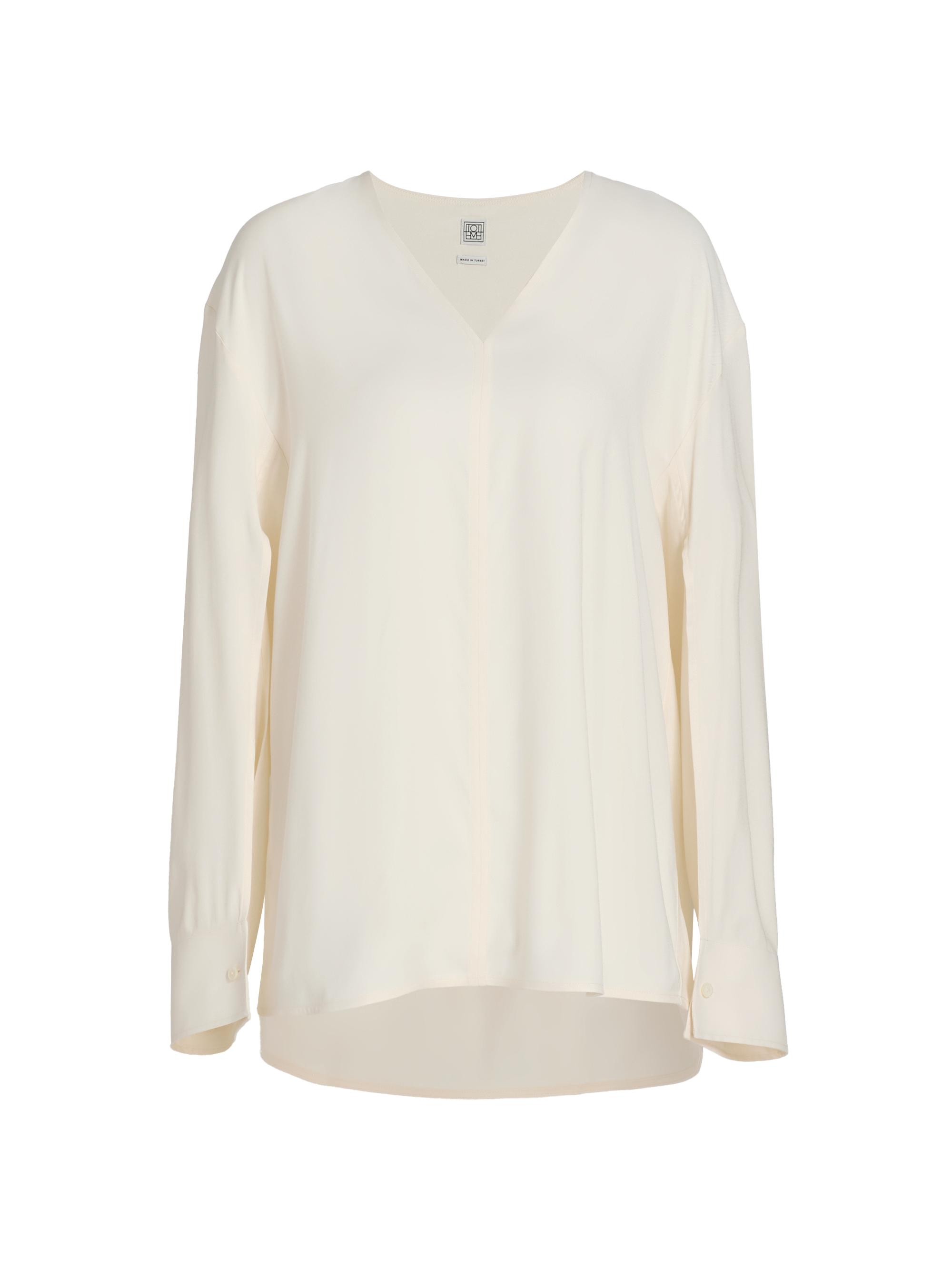 V-Neck Twill Blouse