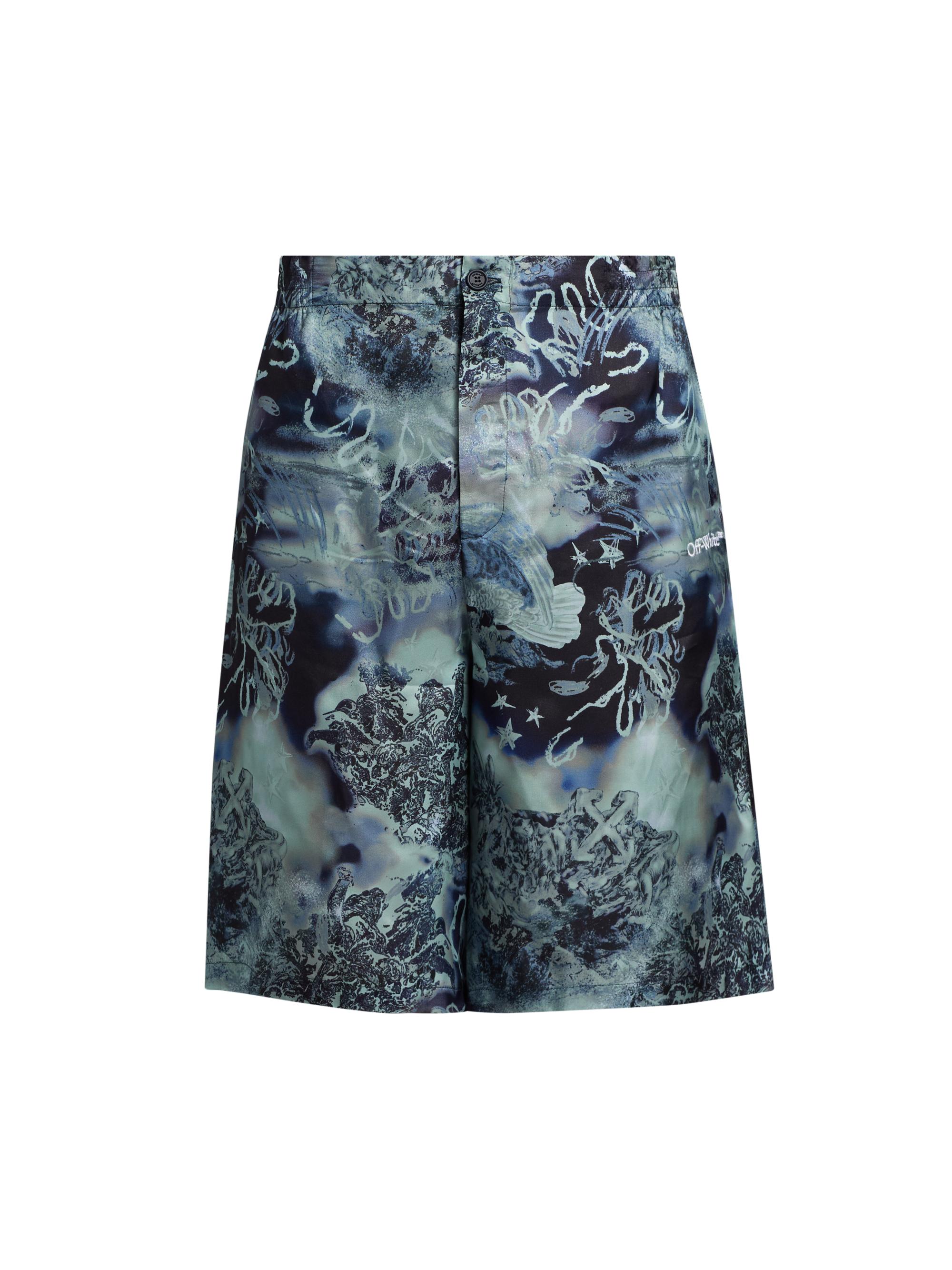 Off-White Men's Land & Sky Bowl Shorts - Multi Blue