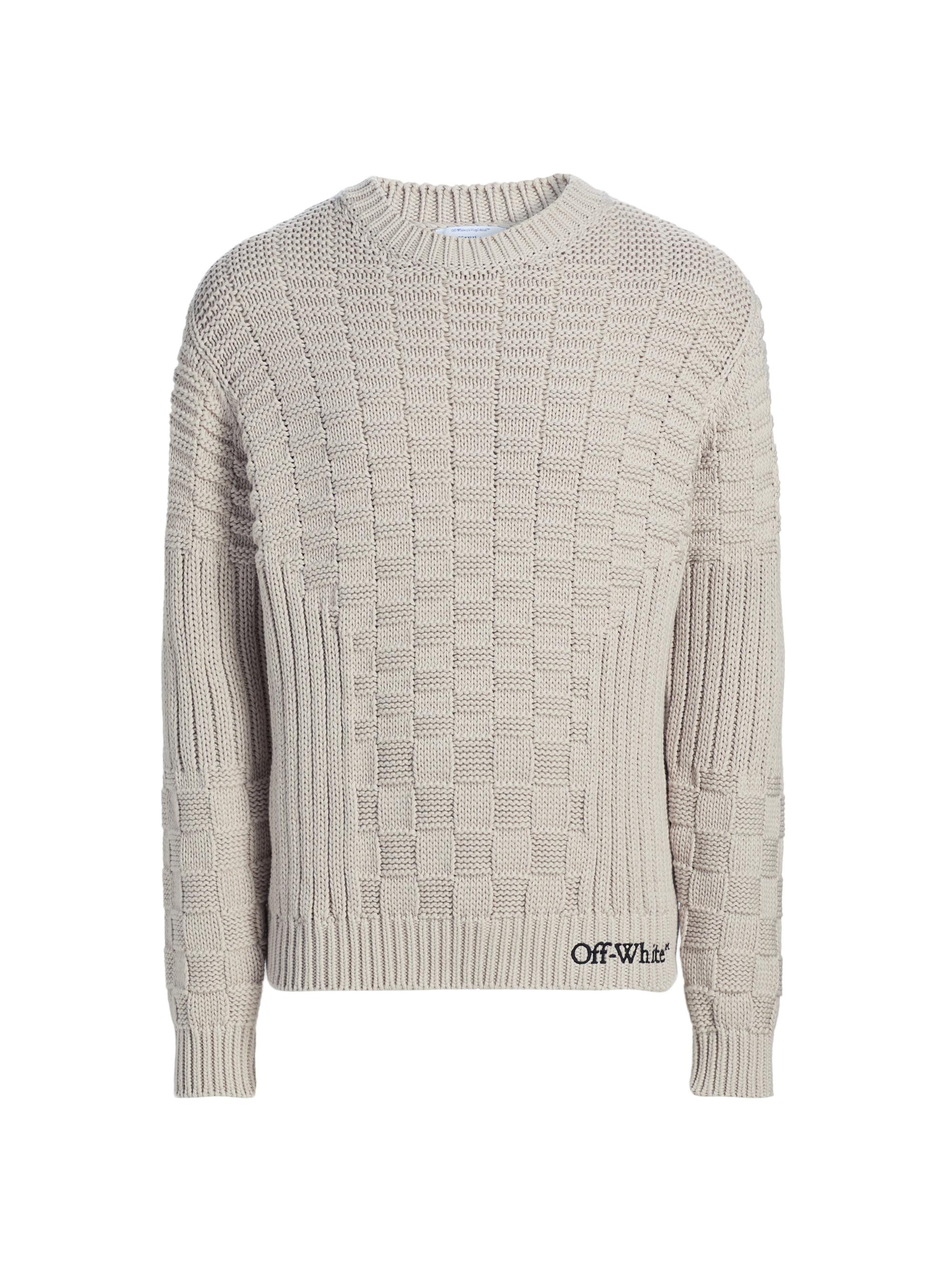 Off-White Men's Arrow 3D Stitch-Knit Crewneck Sweater - Stone