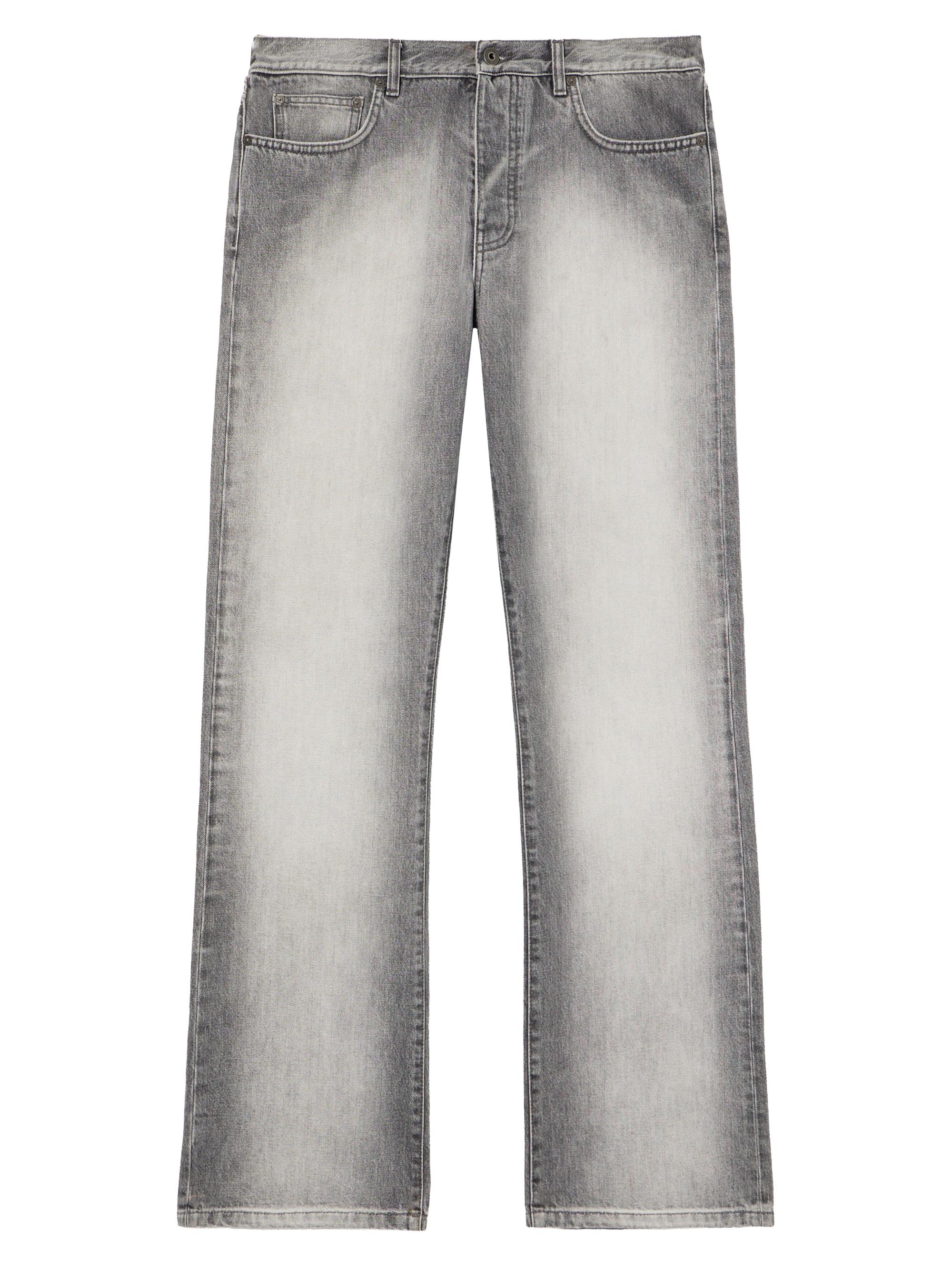 Off-White Men's Diagonal Embroidery Slim Relaxed-Fit Jeans - Sun Faded Grey