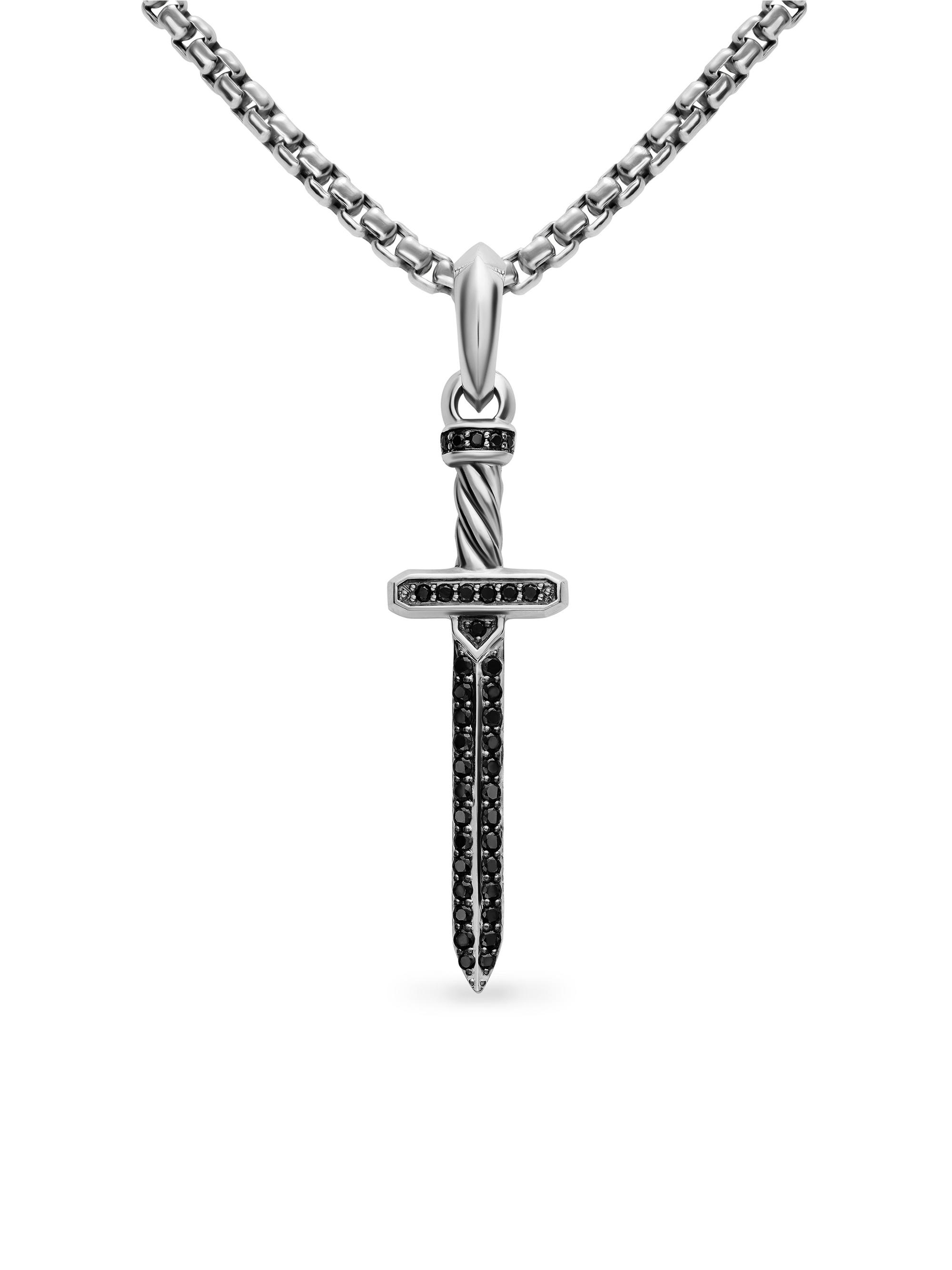 David Yurman Men's Pavé Sword Amulet in Sterling Silver - Black Diamond