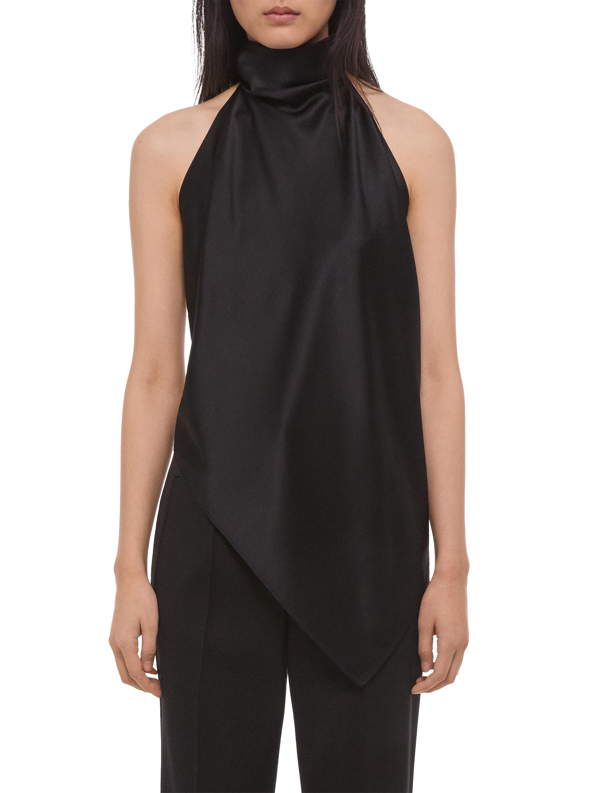 Helmut Lang Women's Silk Charmeuse Tie Scarf Top - Black | Thumbnail 3