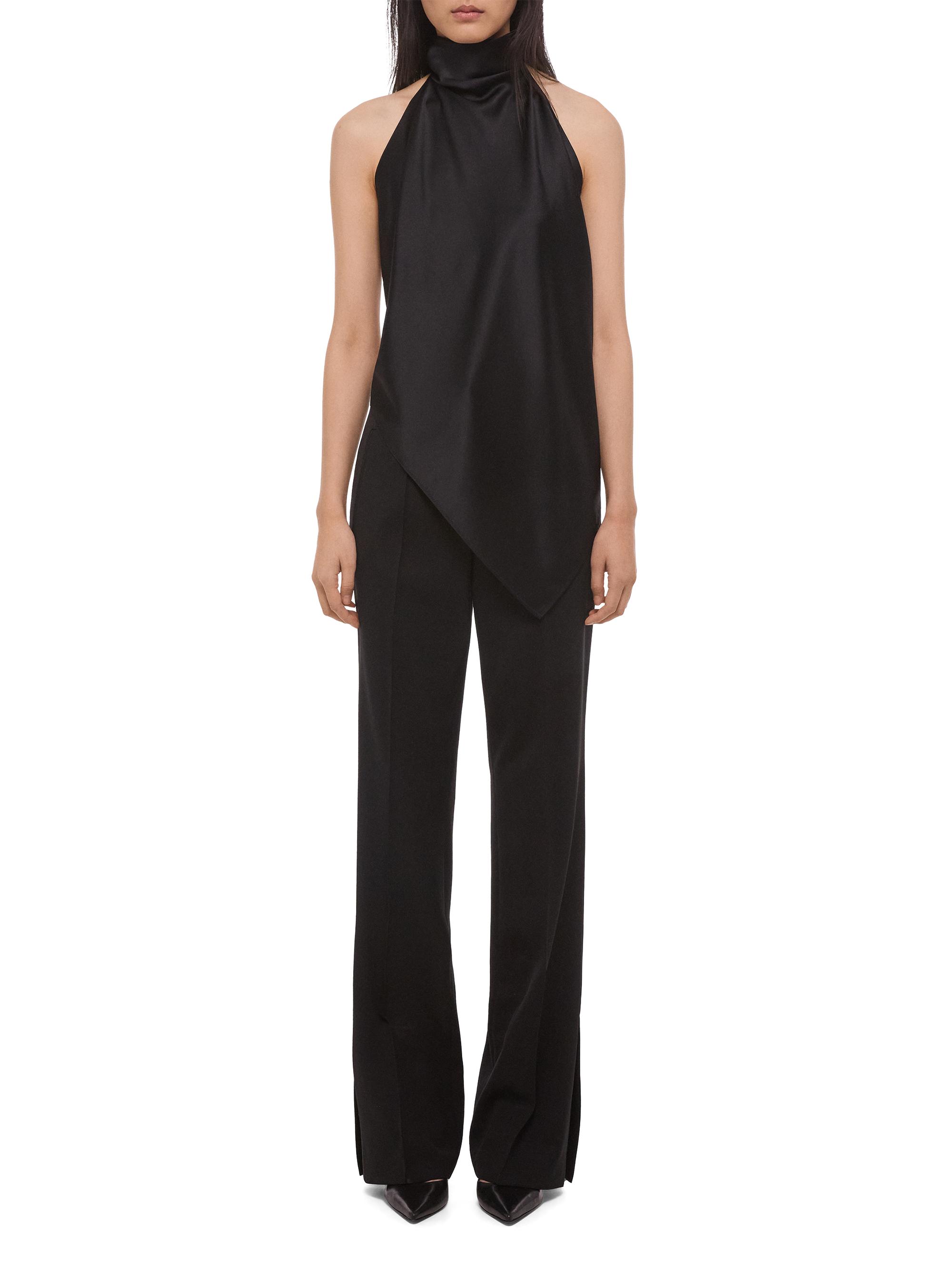 Helmut Lang Women's Silk Charmeuse Tie Scarf Top - Black | Thumbnail 2