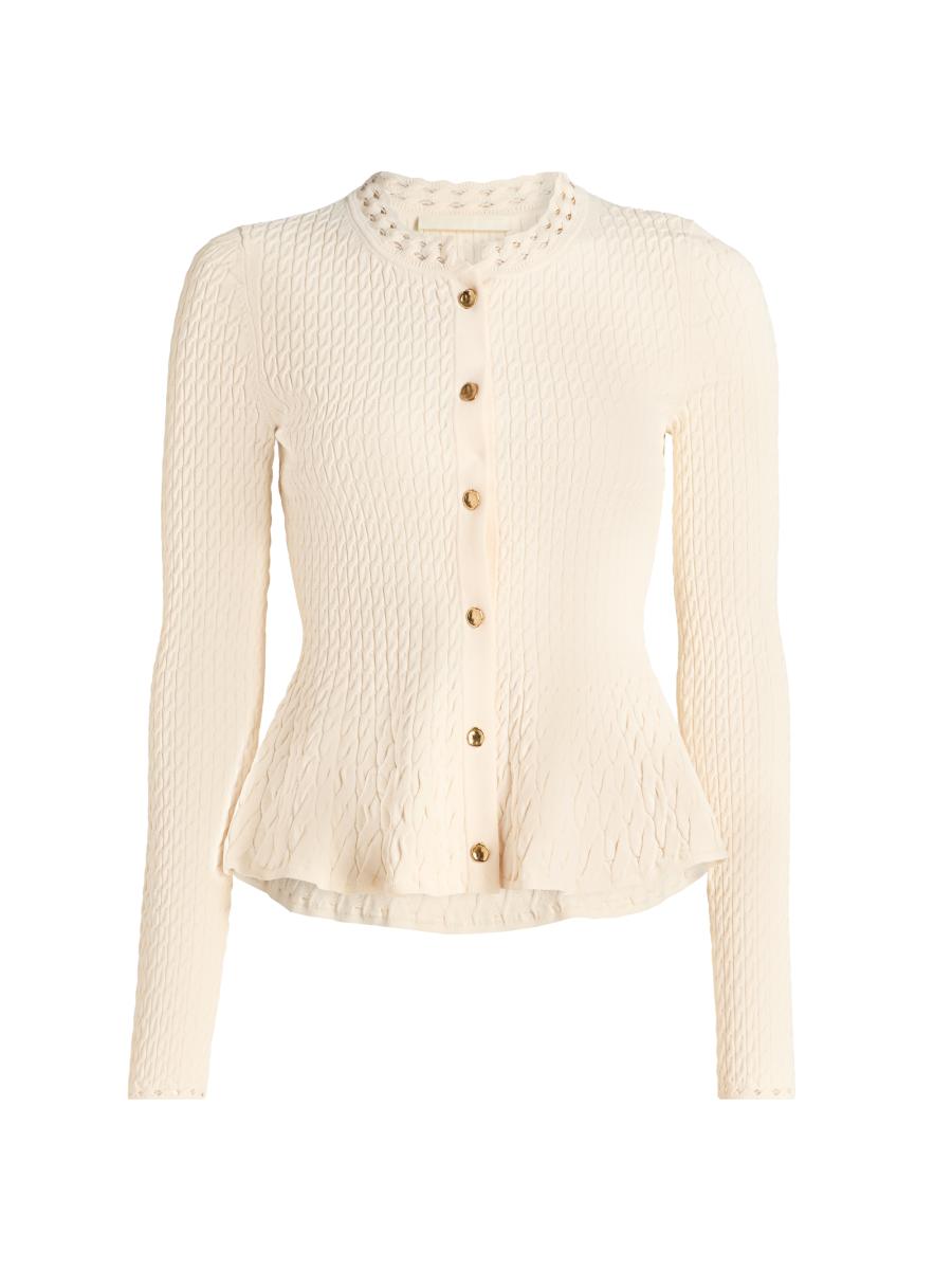 Jason Wu Collection Cable-Knit Peplum Cardigan | Saks Fifth Avenue