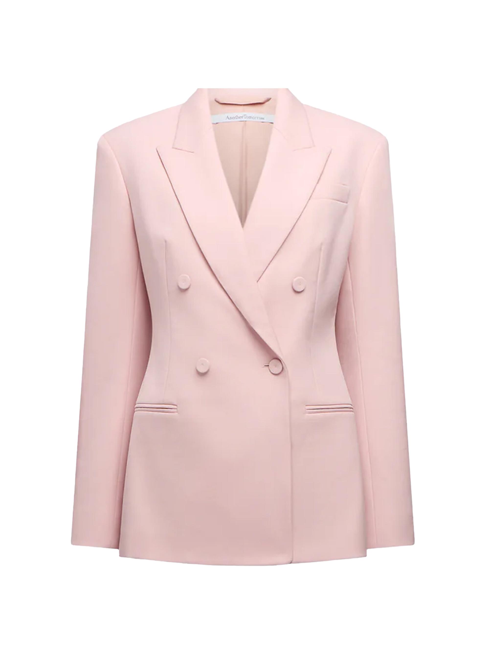 Another Tomorrow Women's Tailored Double Breasted Jacket - Lotus Pink