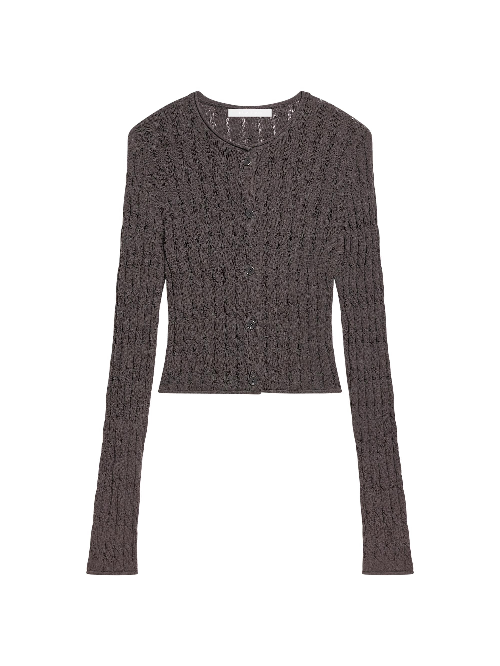 Helmut Lang Women's Cable-Knit Crop Cardigan - Gravel