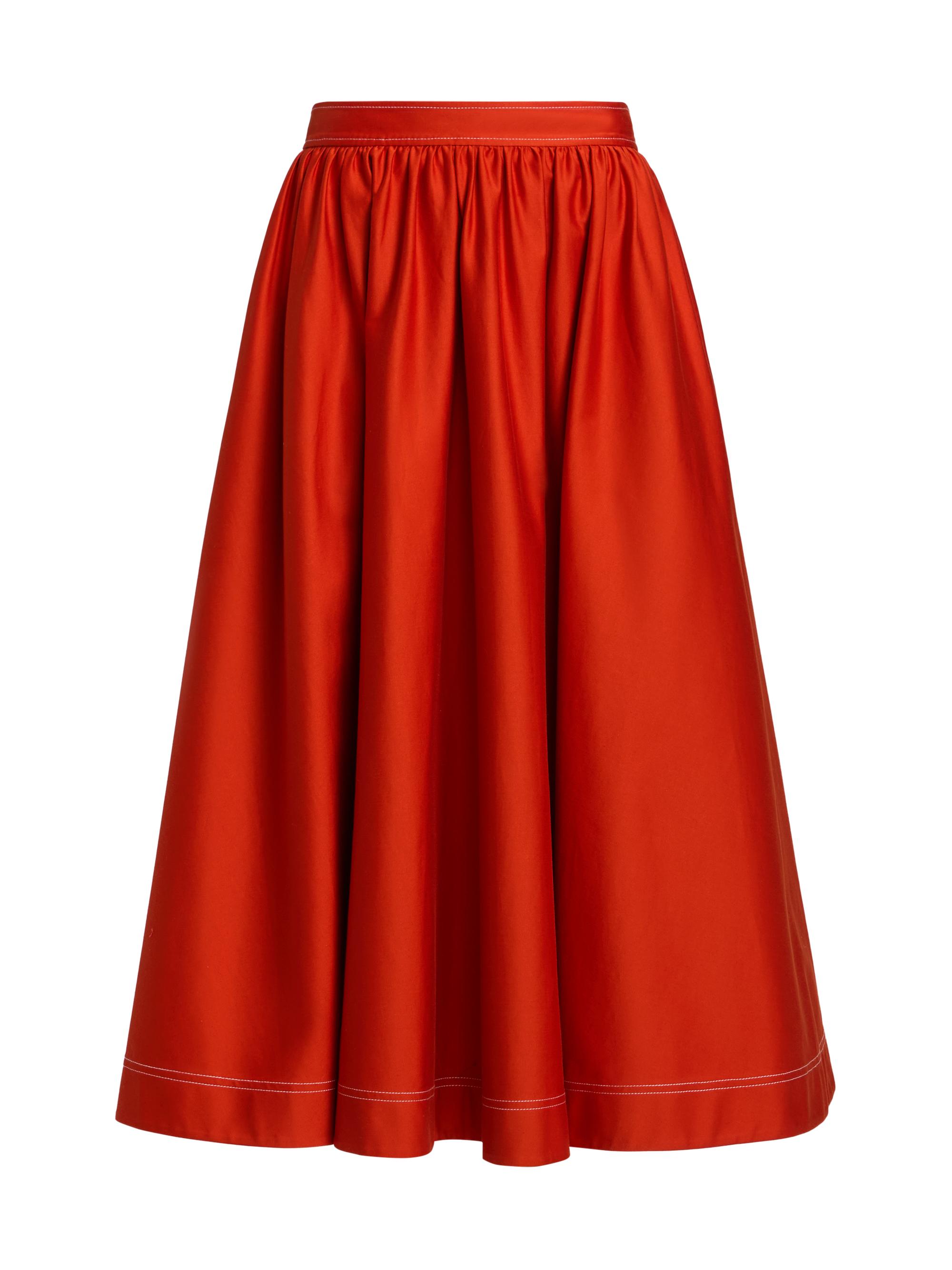 Jason Wu Collection Women's Contrast Stitch Stretch Cotton Midi-Skirt - Dark Apricot