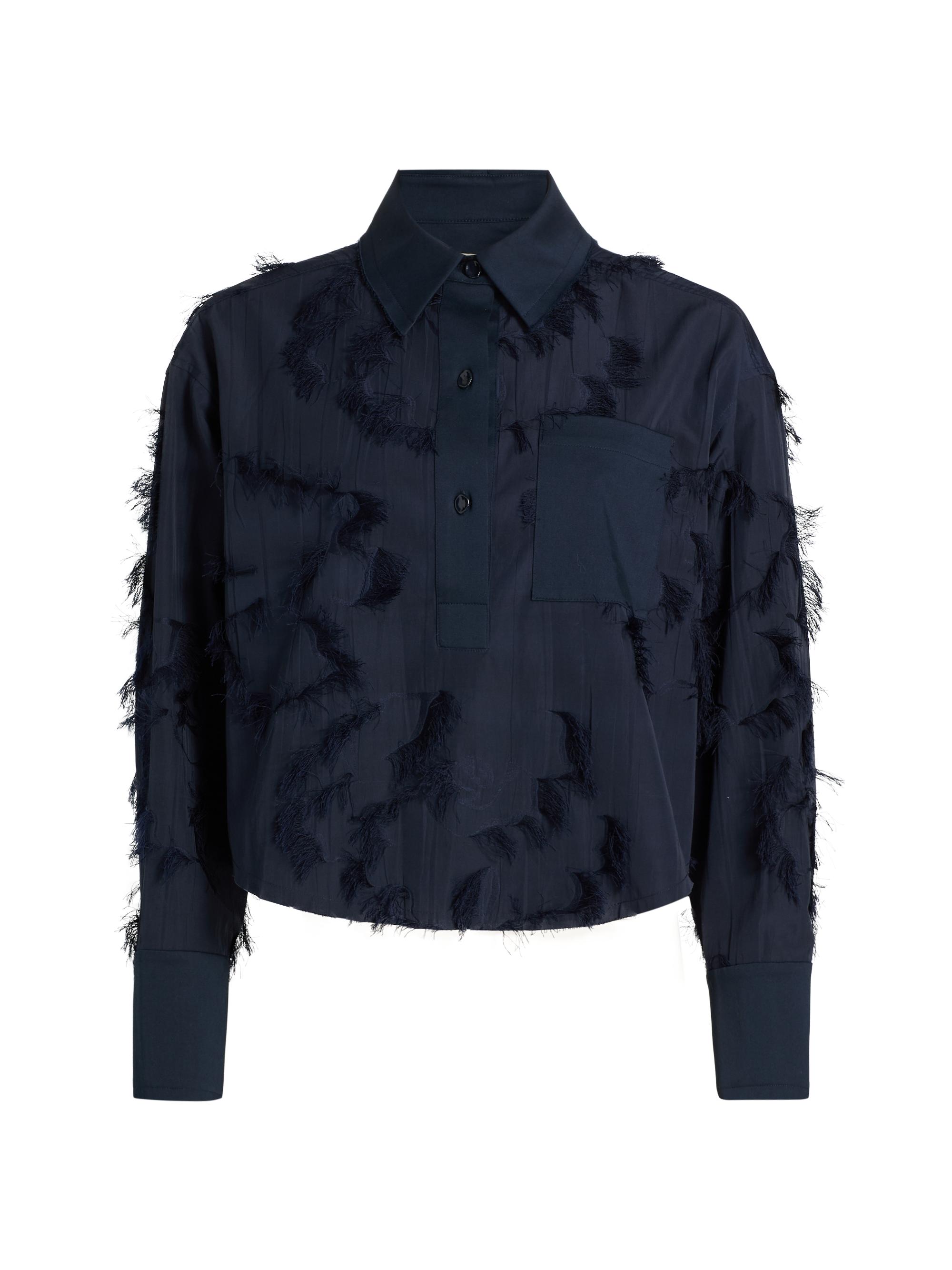 Jason Wu Collection Women's Cotton-Blend Fil Coupe Crop Shirt - Ultra Navy