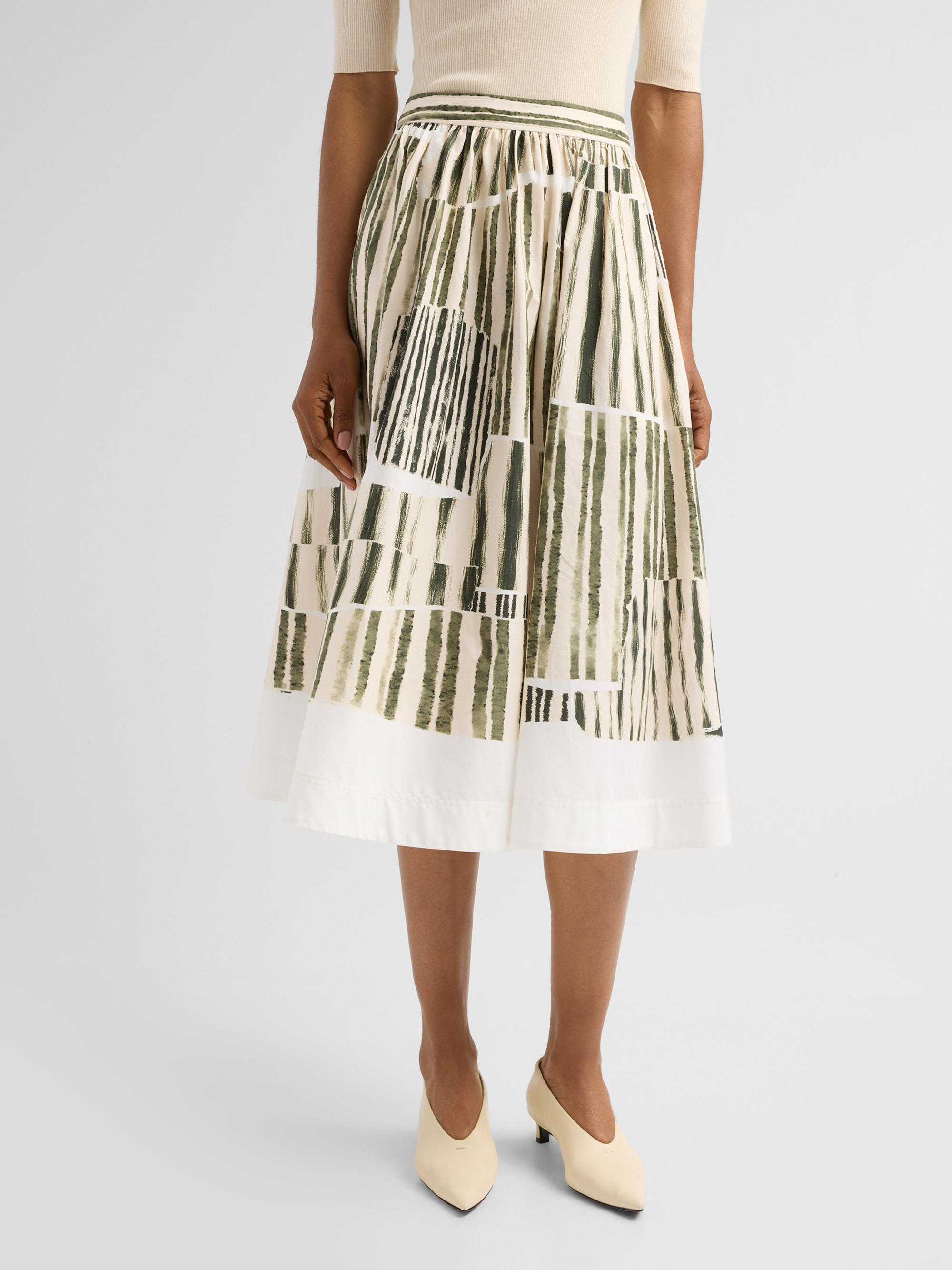 Jason Wu Collection Stripe Collage Stretch-Cotton Midi Skirt