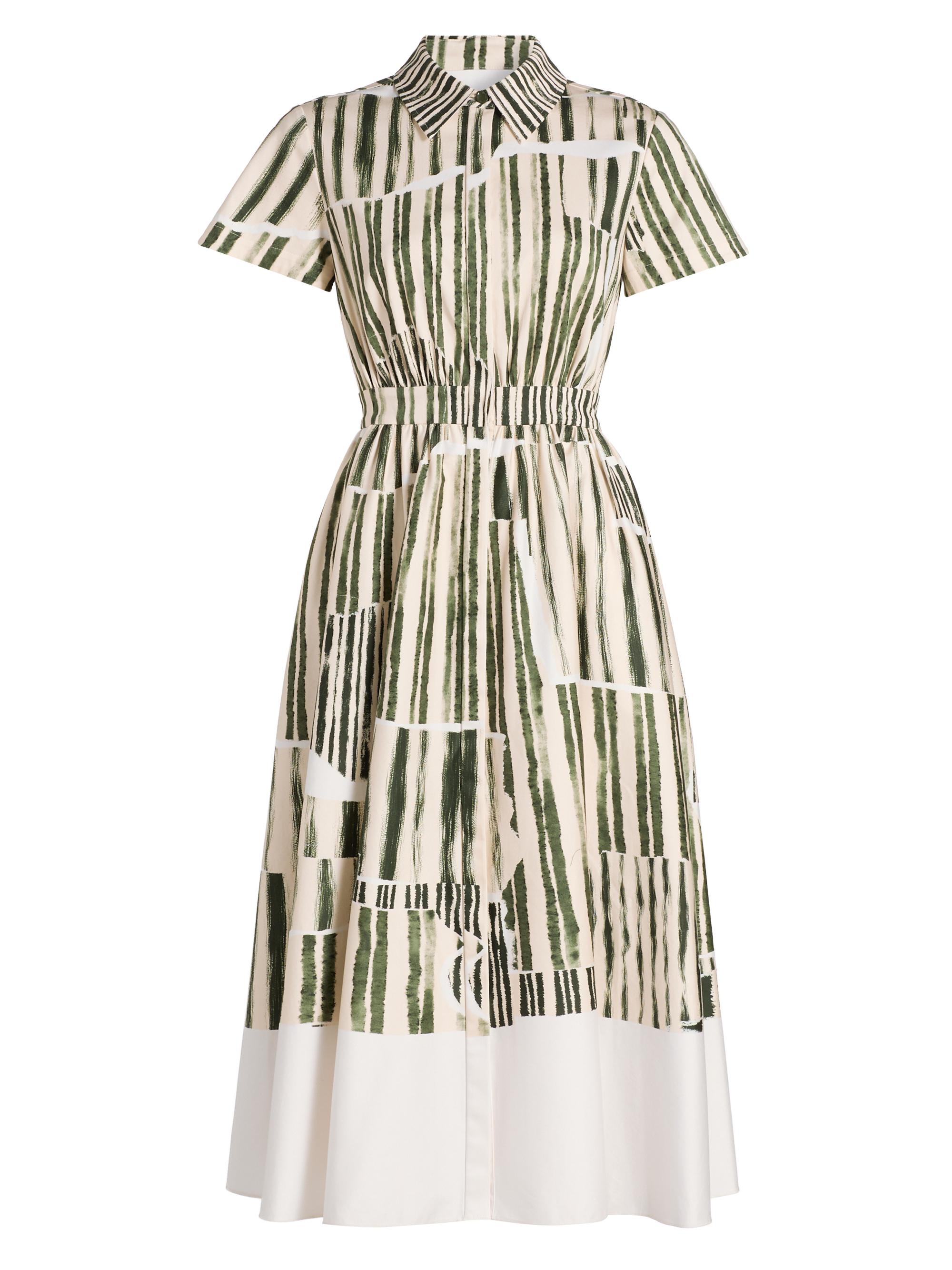 Jason Wu Collection Women's Stripe Collage Stretch-Cotton Shirtdress - Plaster Hunter Green