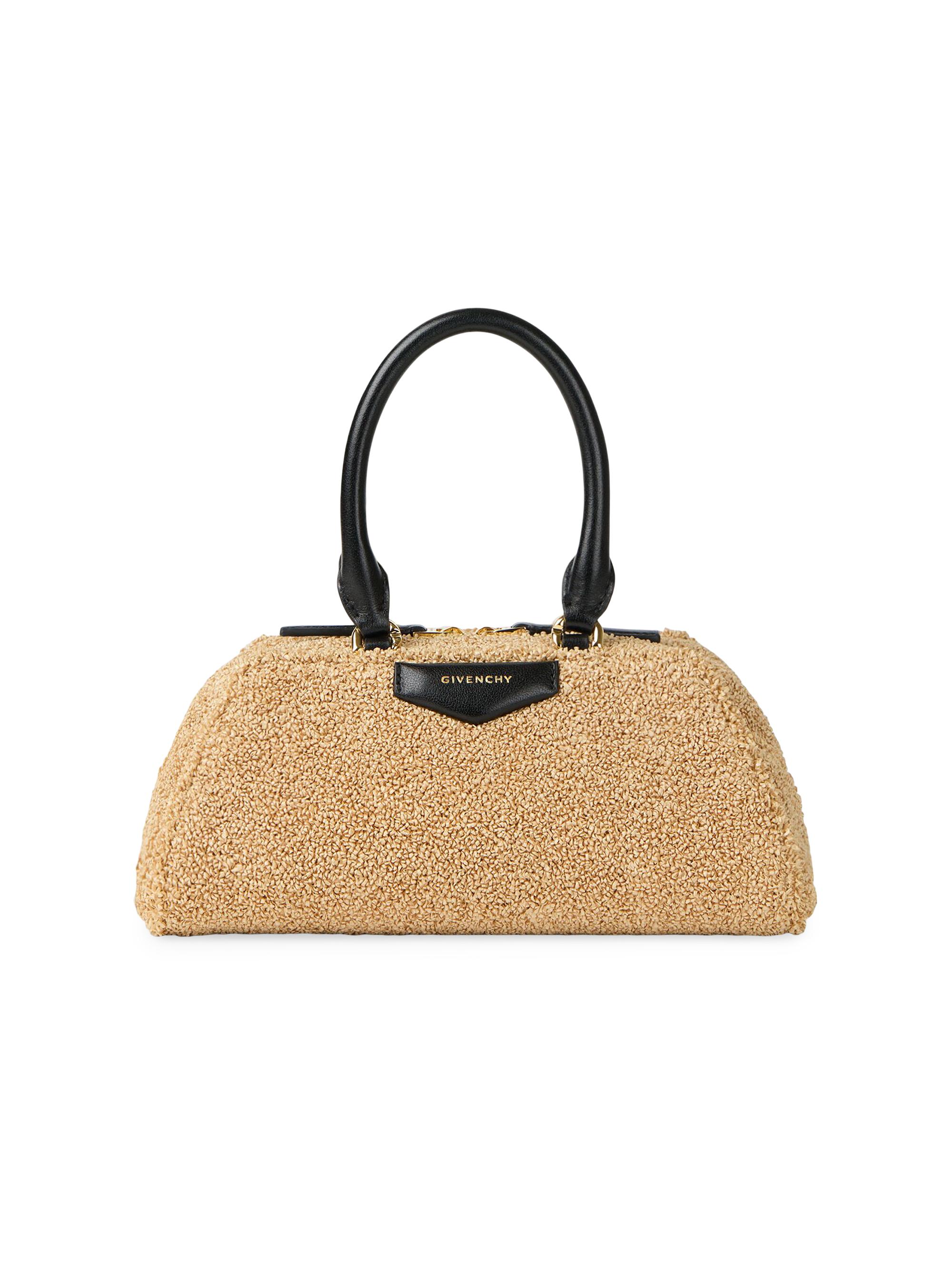 Givenchy Women's Mini Antigona East-West Top Handle Bag in Sponge Raffia - Natural