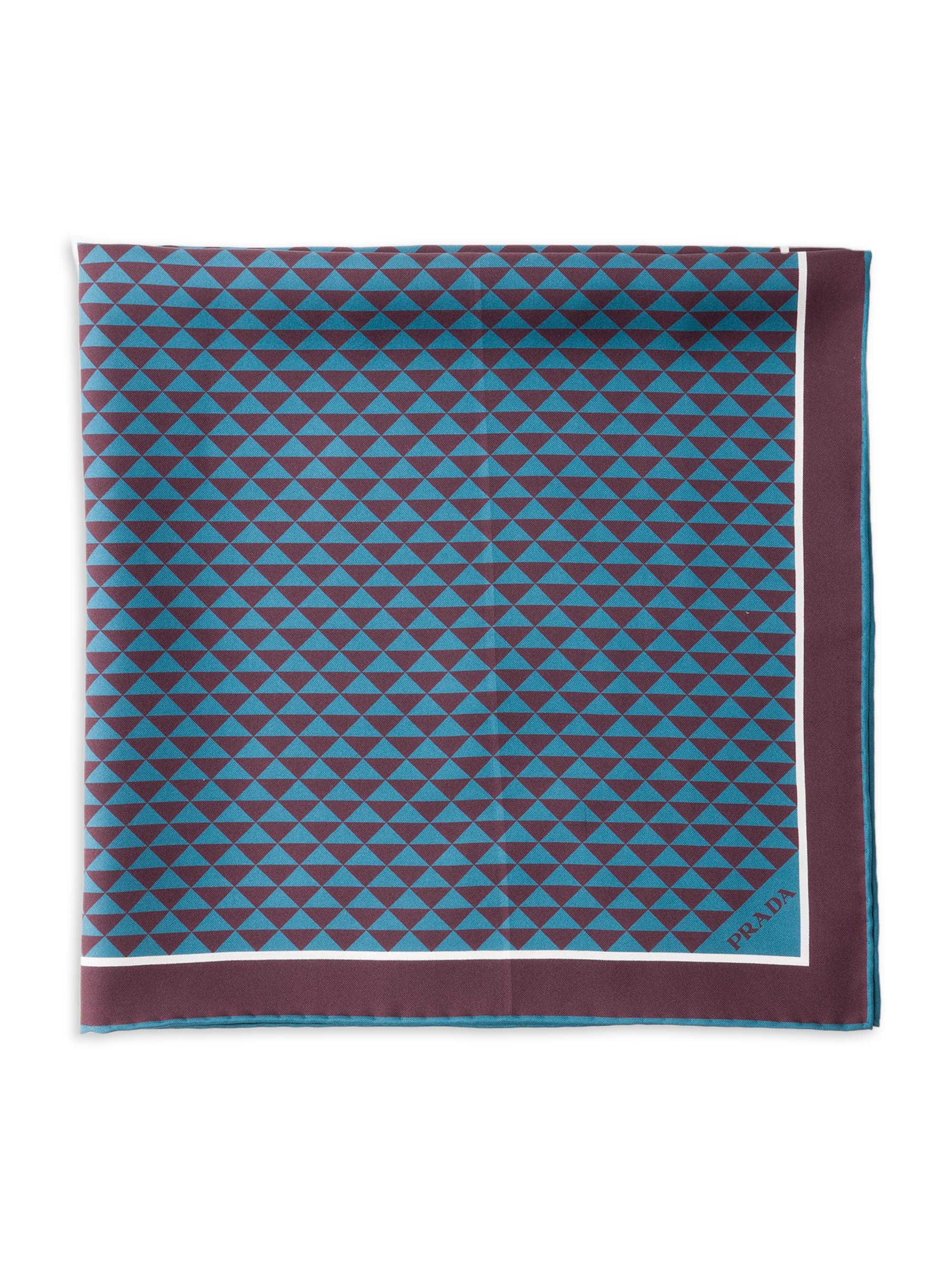 Prada Men's Printed Silk Twill Scarf - Purple Blue