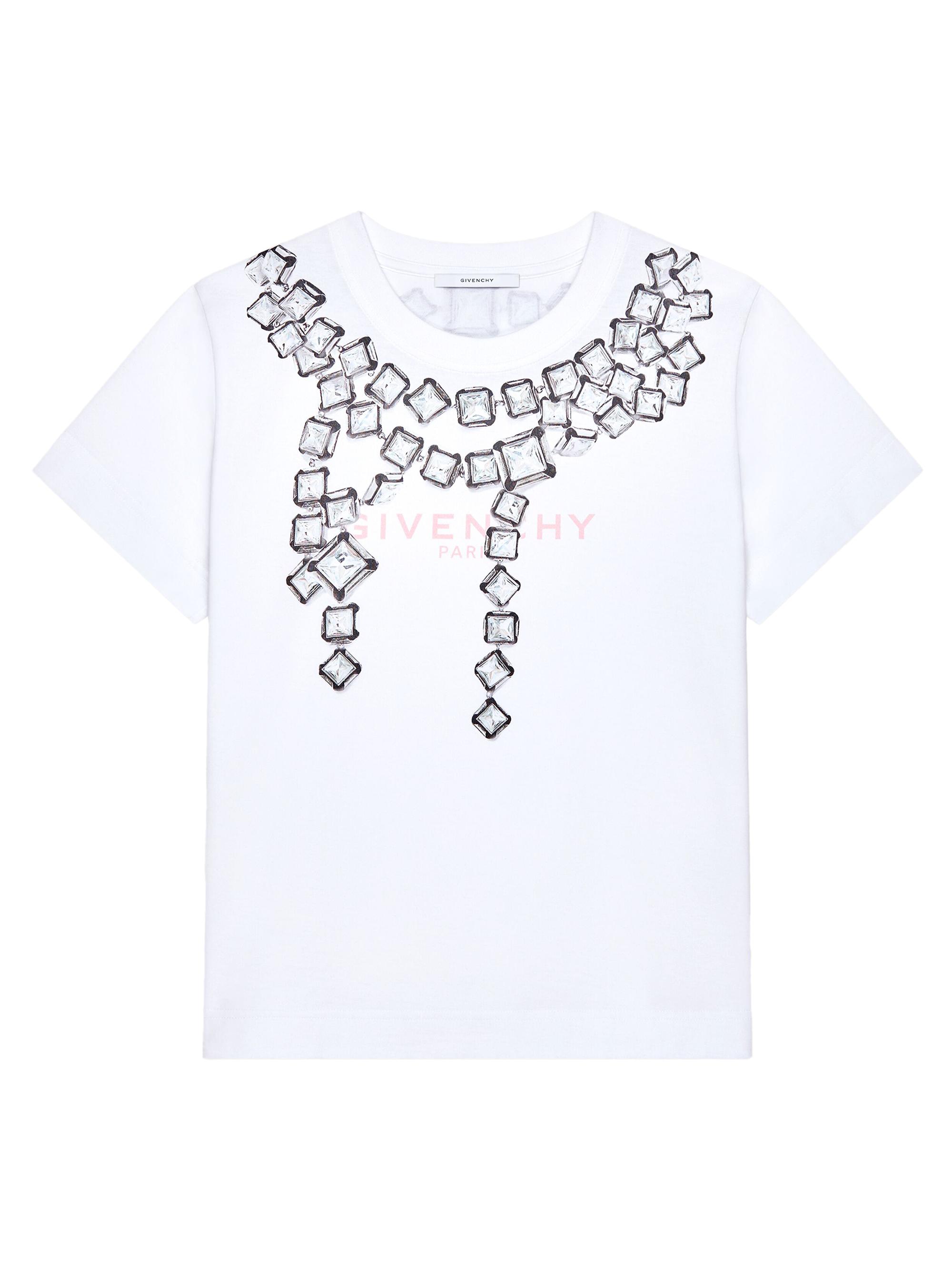 Givenchy Women's T-Shirt in Cotton with Deconstructed Crystals print - White