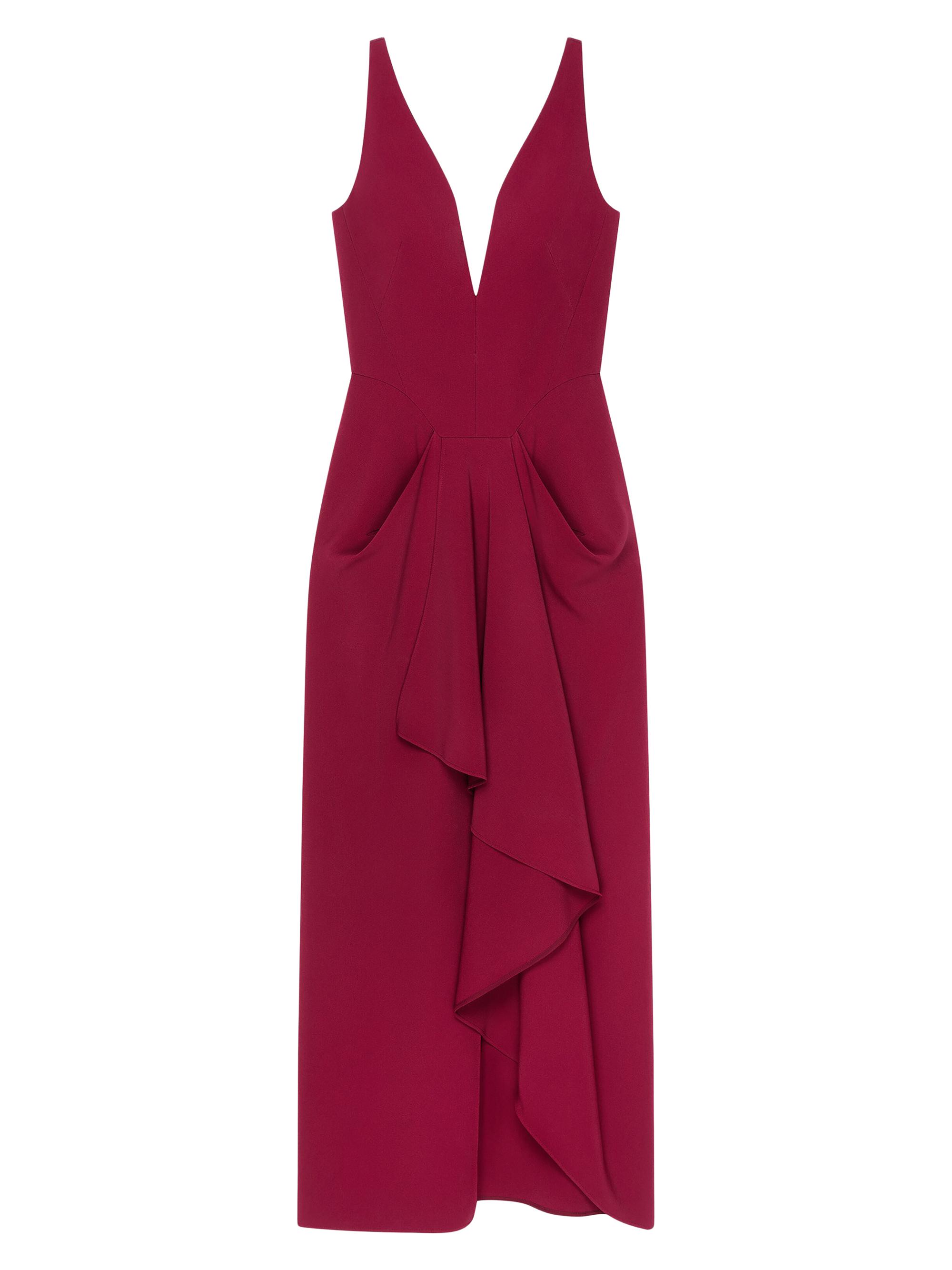 Givenchy Women's Long Wrapped Dress in Crepe Cady - Red Cherry
