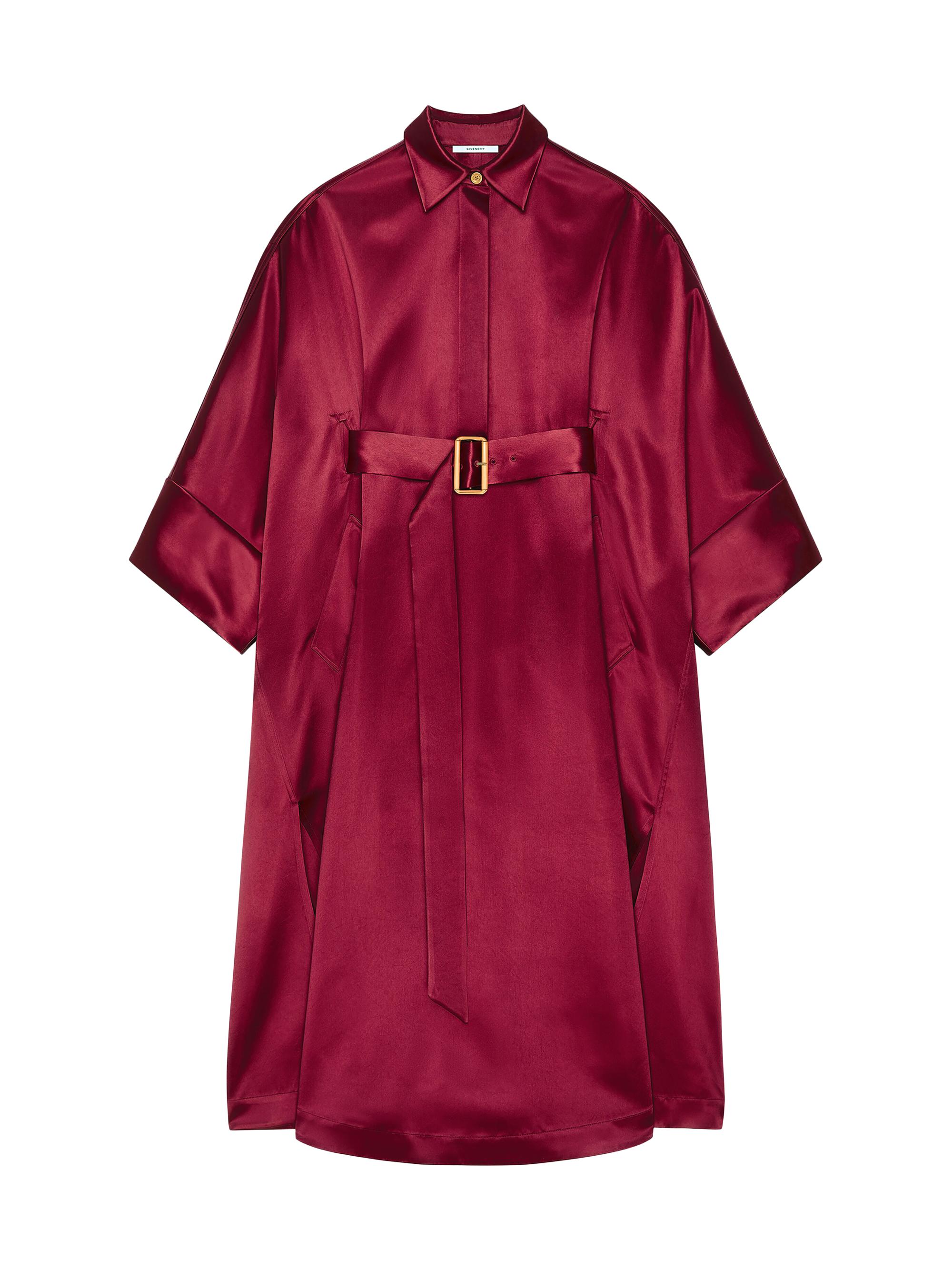 Givenchy Women's Cocoon Long Dress in Satin - Red Cherry