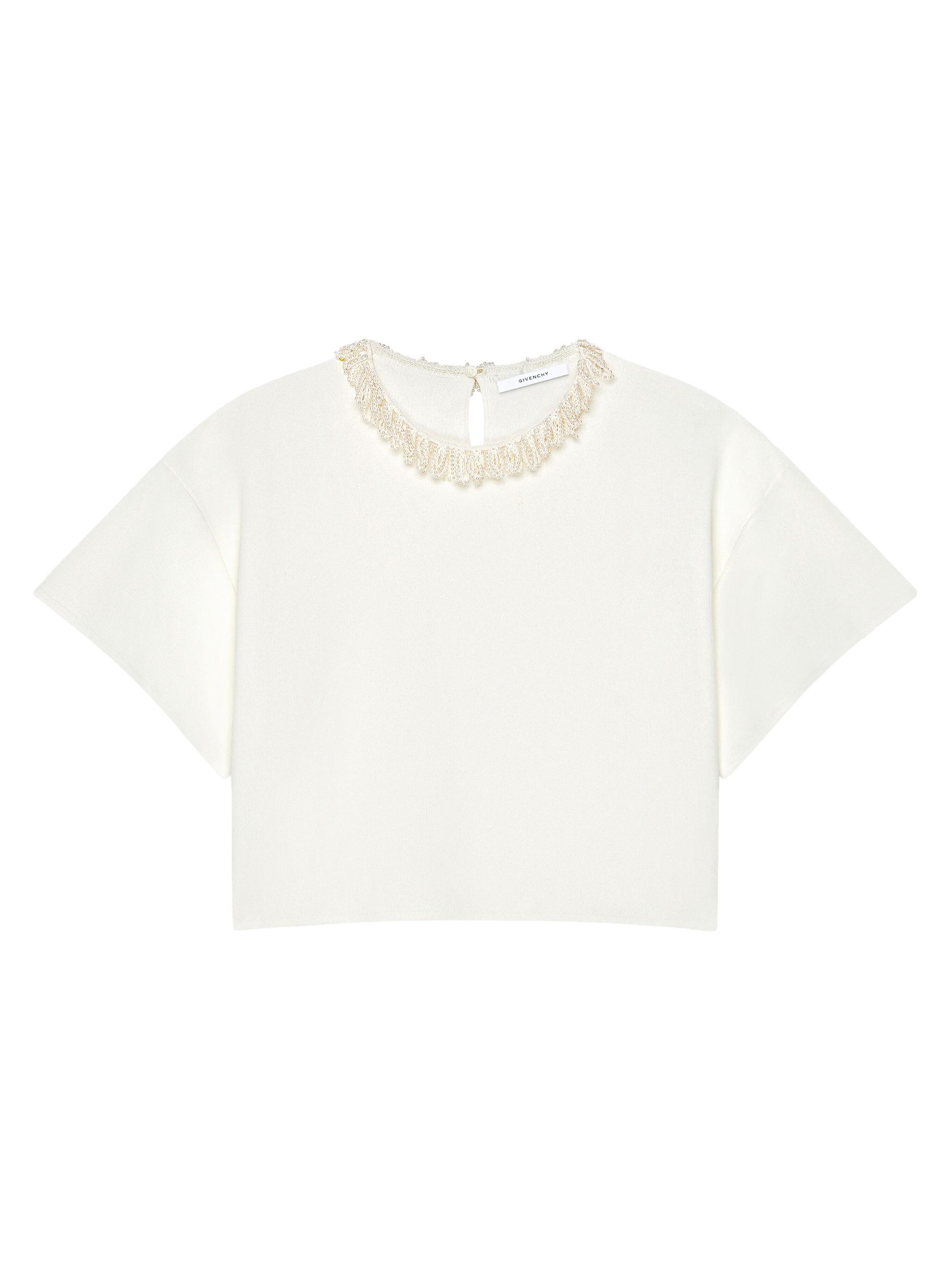 Givenchy Women's Cropped Top in Knit with Embroidered Pearl Collar -