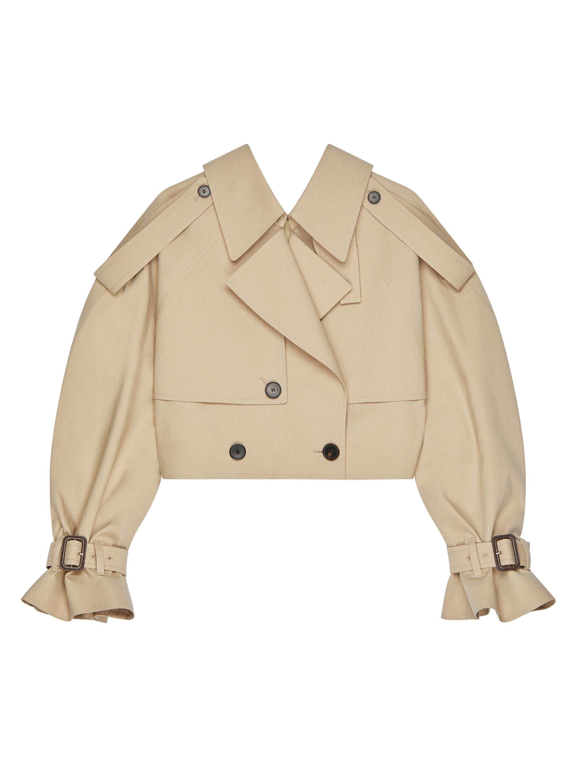 Givenchy Women's Cropped Trench Coat in Cotton - Beige Butter