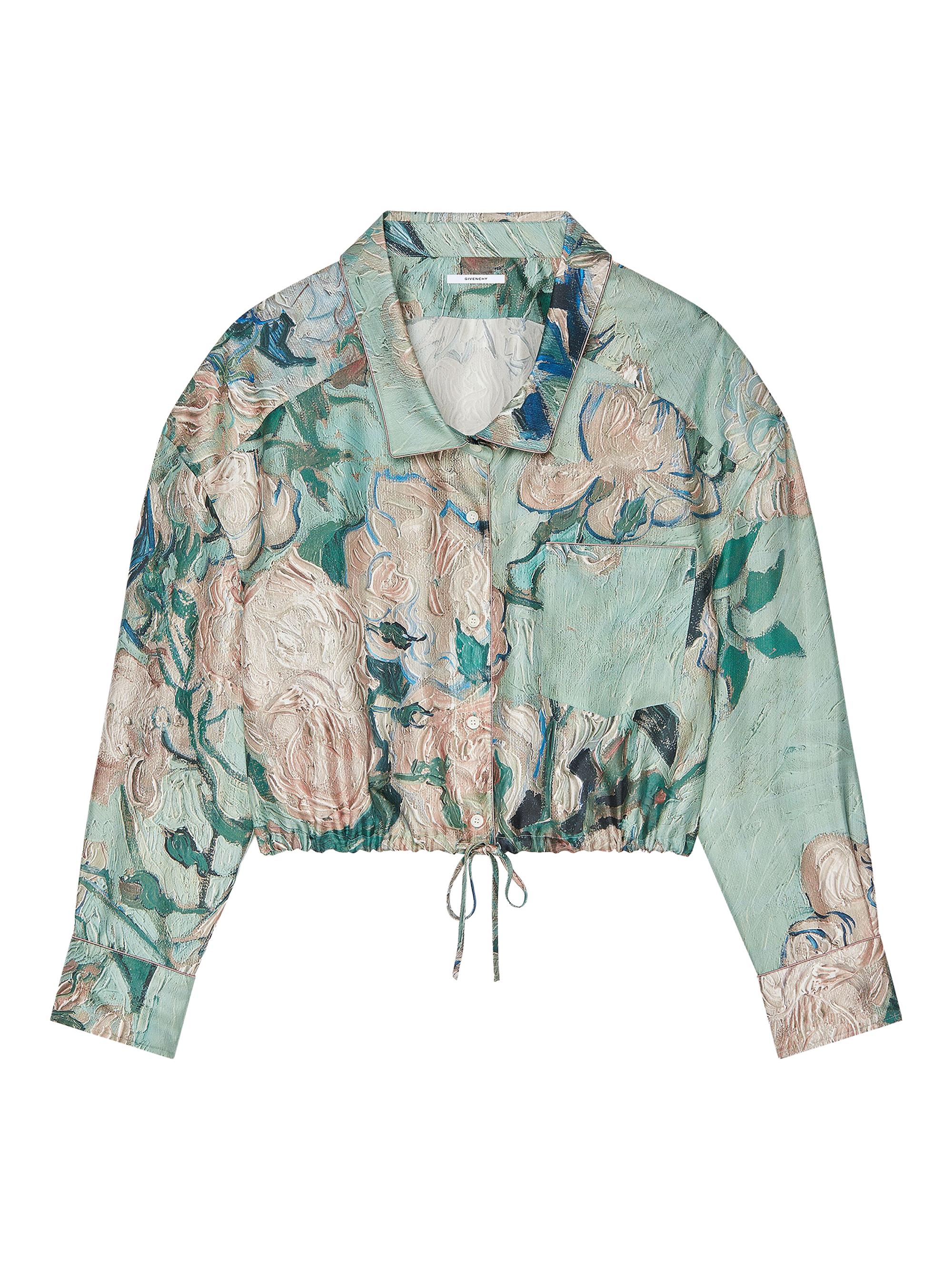 Givenchy Women's Cropped Shirt in Silk with Roses Print - Mint Green