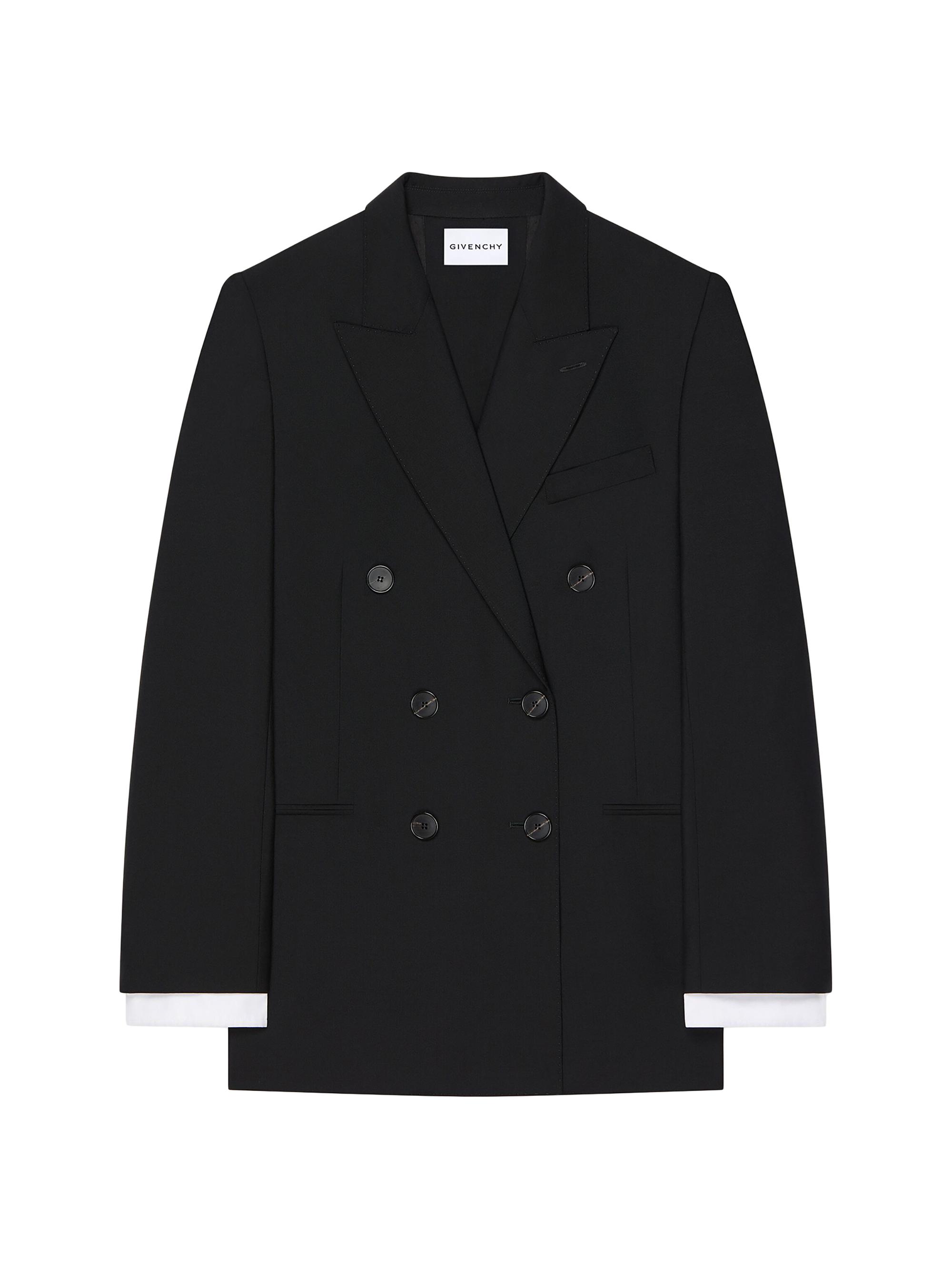 Givenchy Women's Double-Breasted Slashed Jacket in Wool and Mohair - Black