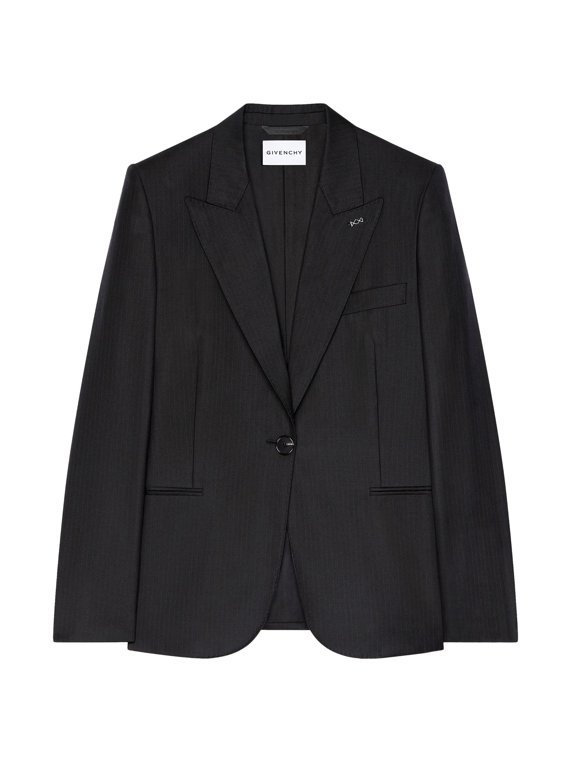 Givenchy Women's Single-Breasted Striped Blazer in Wool - Dark Grey