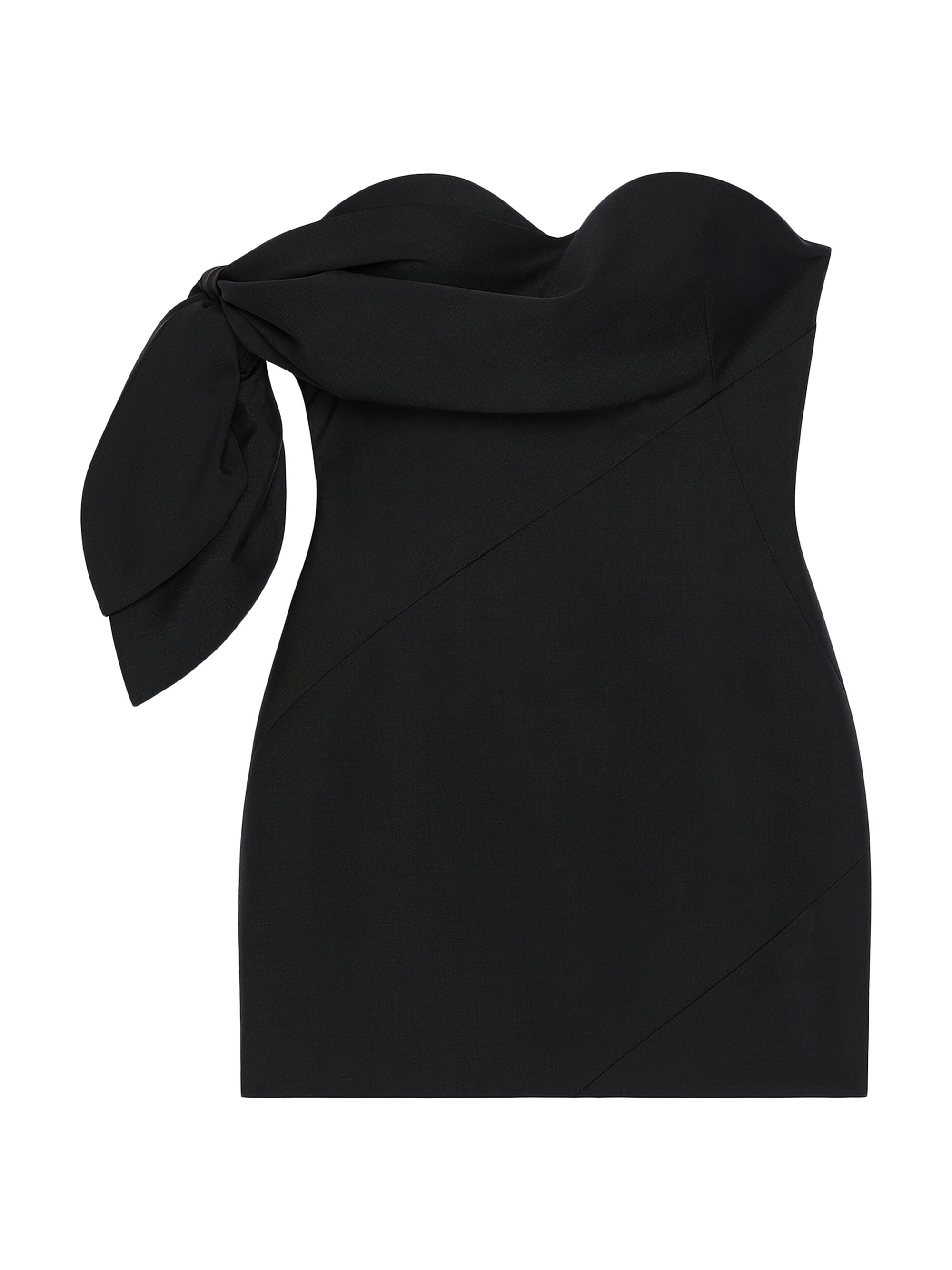 Givenchy Women's Mini Bustier Dress in Wool and Mohair with Bow - Black