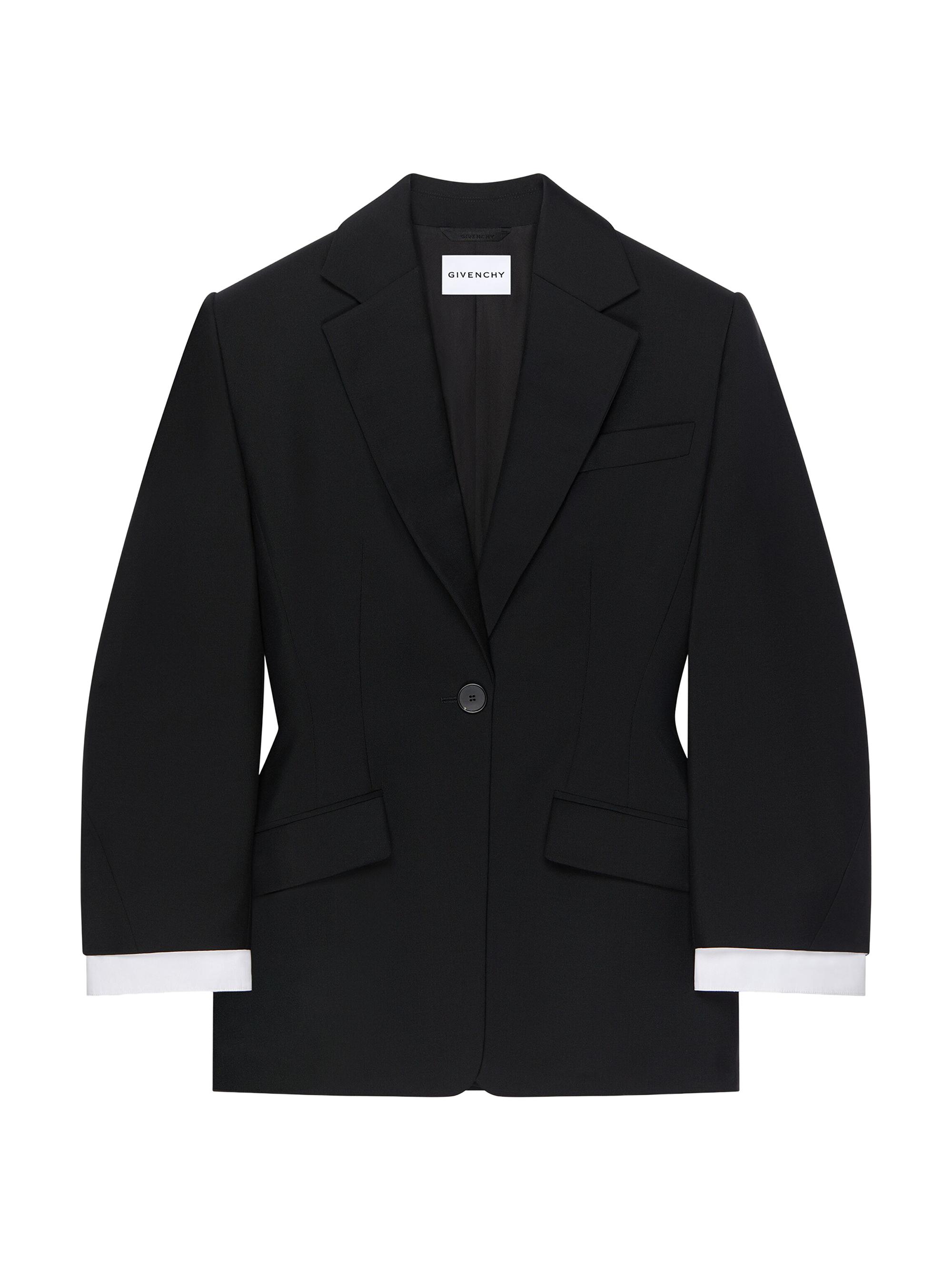 Givenchy Women's Single-Breasted Cocoon Blazer in Wool and Mohair - Black