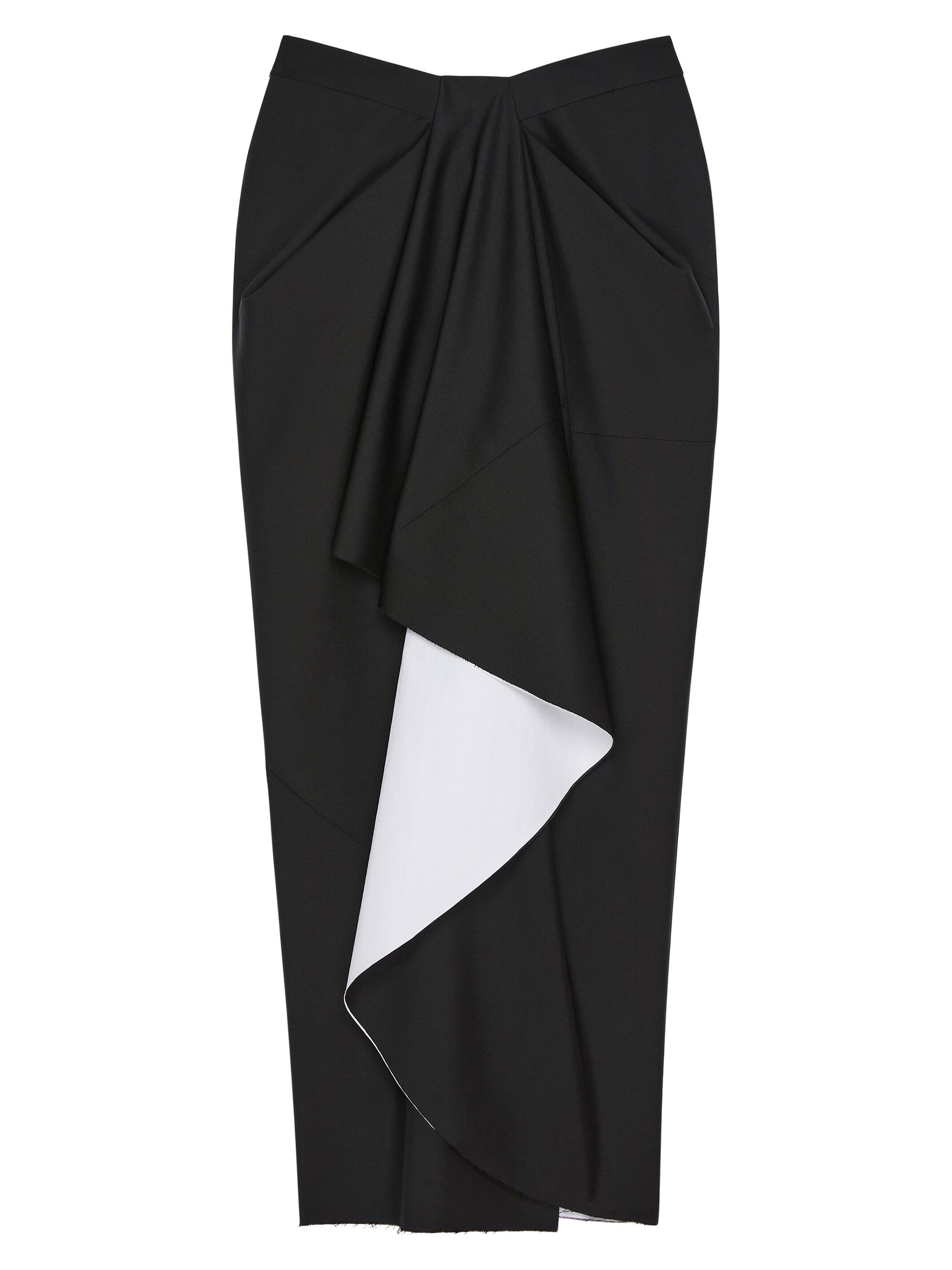 Givenchy Women's Wrapped Midi Skirt in Bonded Wool and Mohair - Black