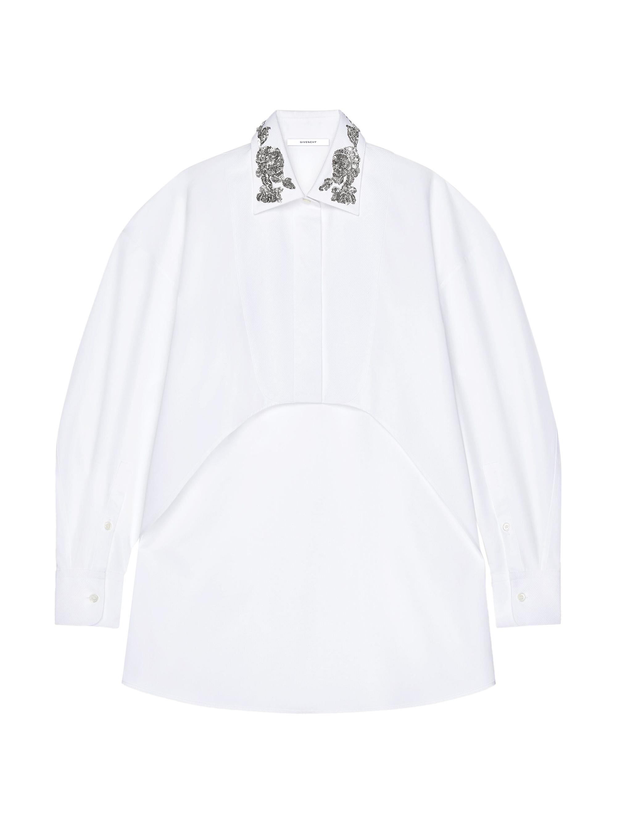 Givenchy Women's Asymmetric Shirt in Poplin with Sequins - White