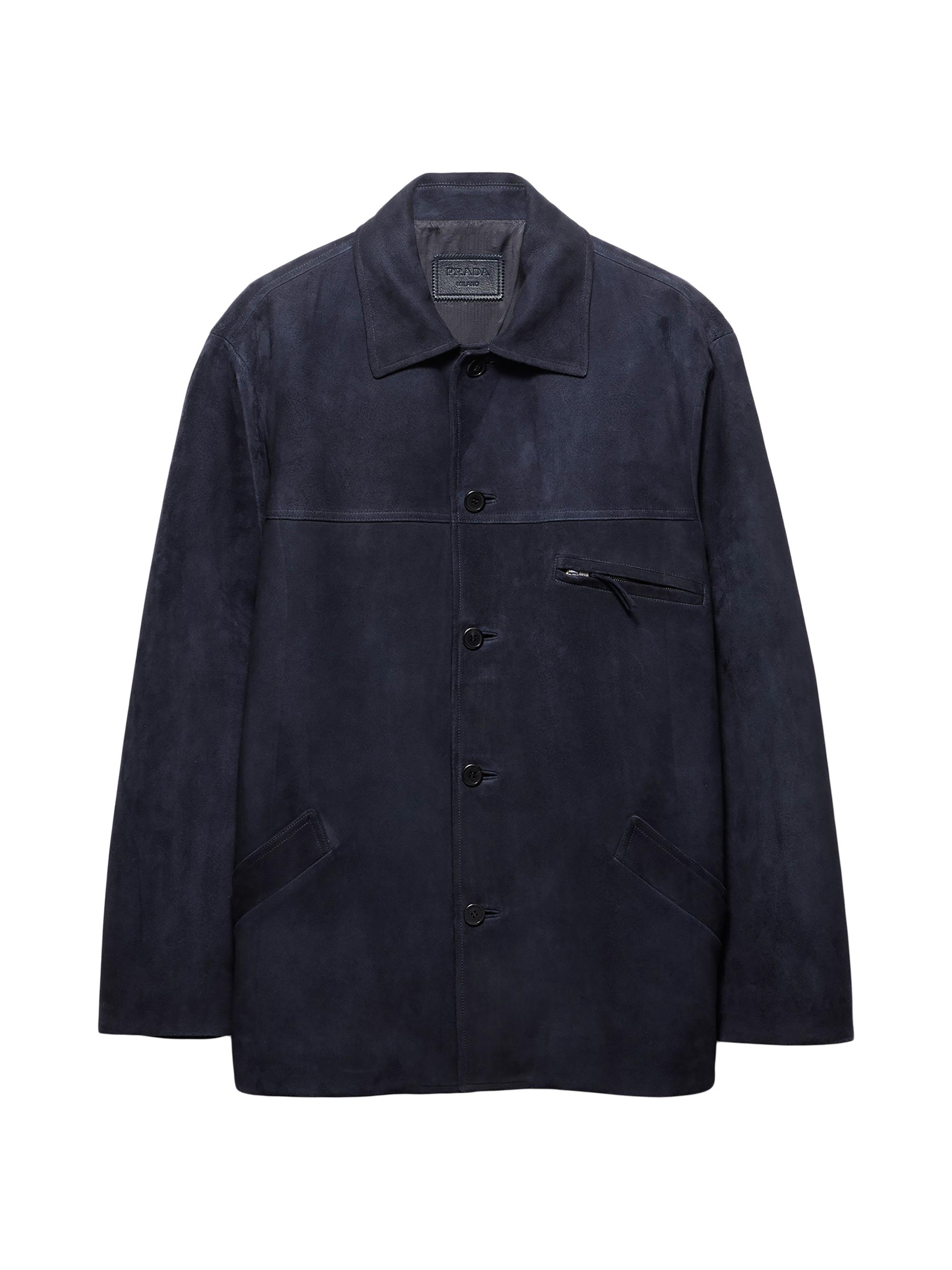 Prada Men's Suede Caban Jacket - Blue
