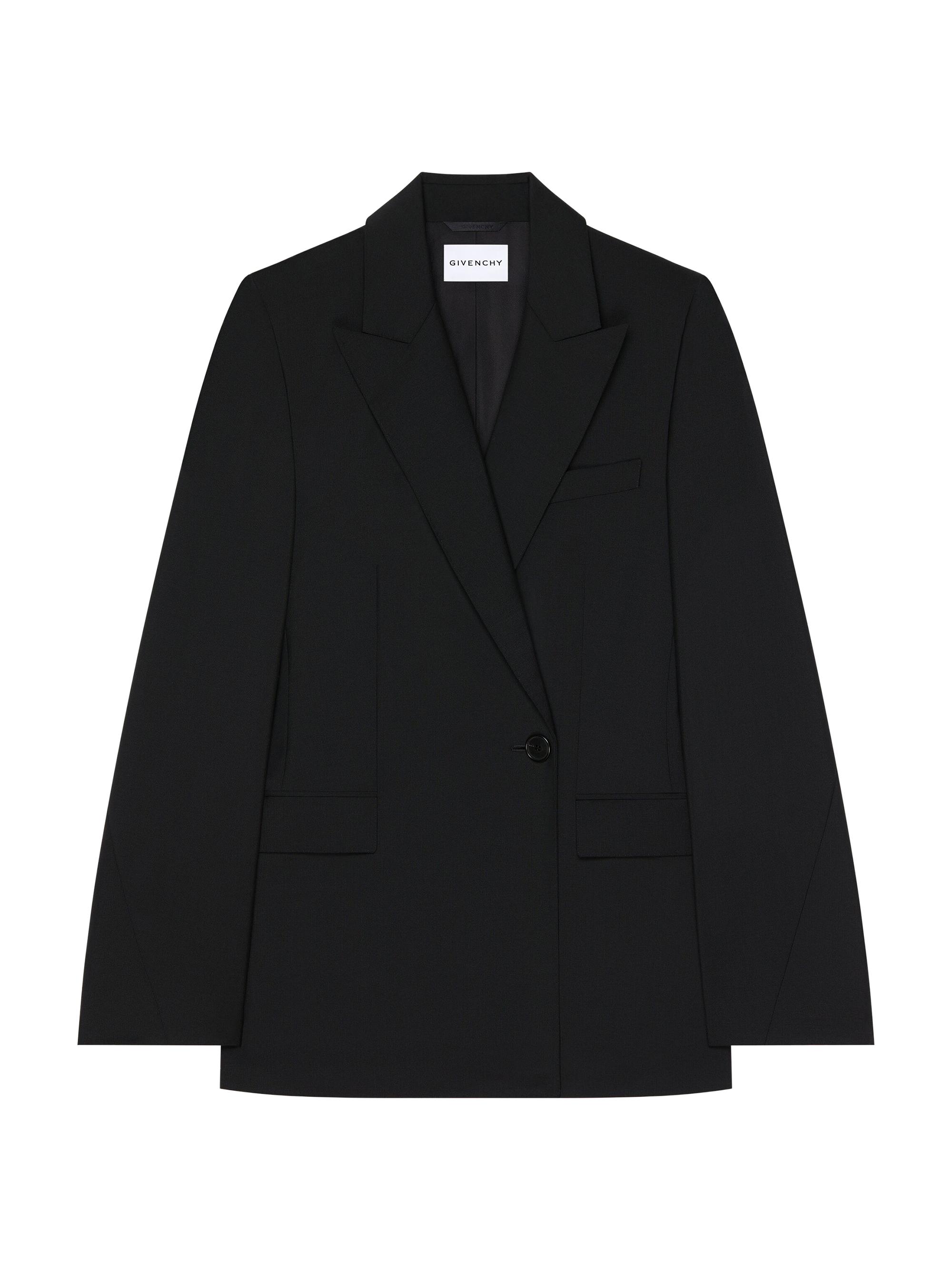 Givenchy Women's Double-Breasted Cocoon Blazer in Wool and Mohair - Black