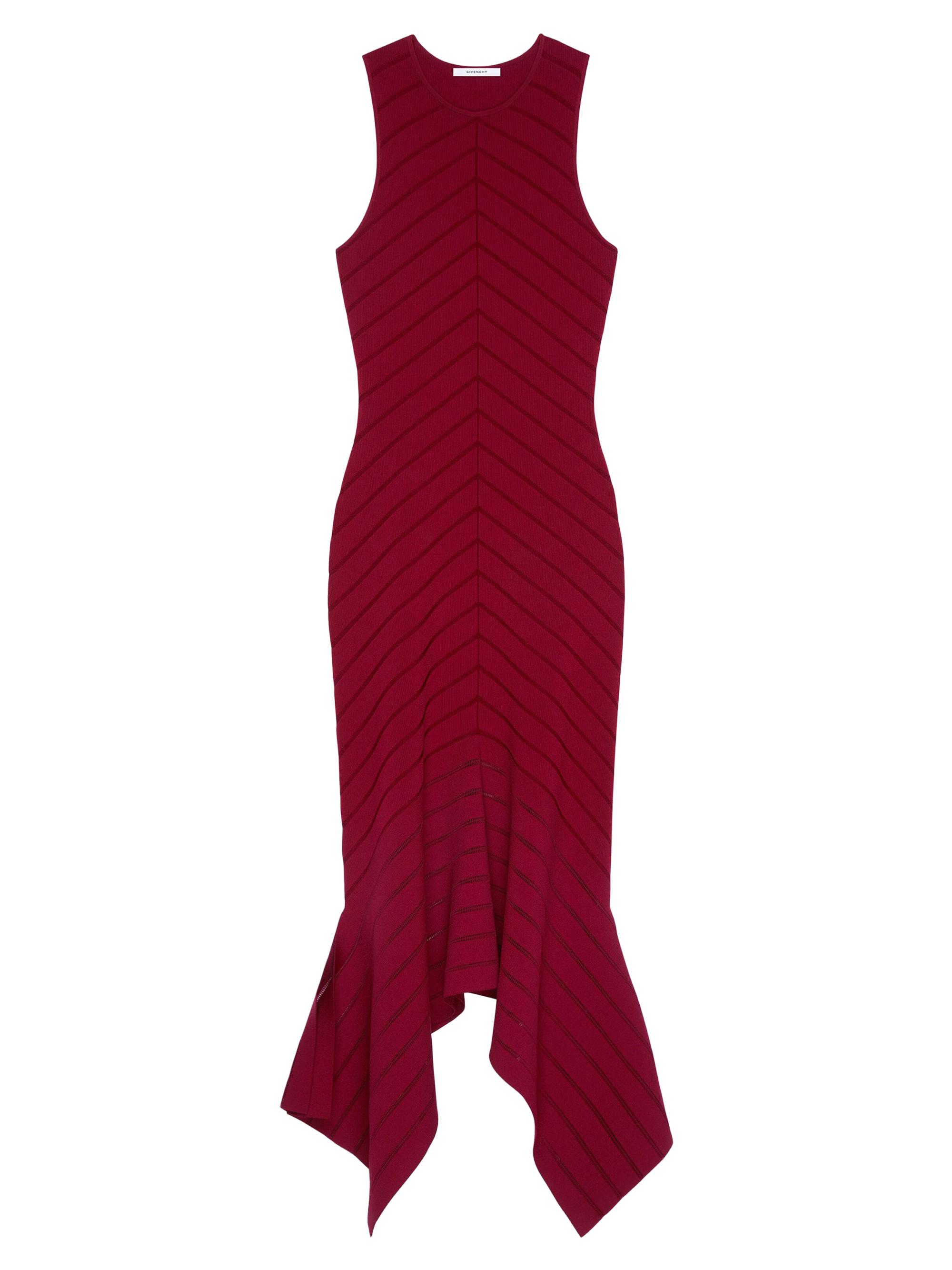 Givenchy Women's Long Dress in Herringbone Knit - Red Cherry