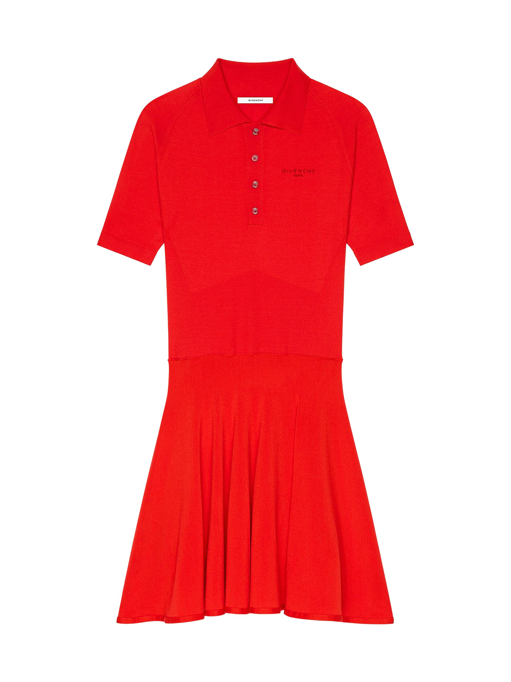 Givenchy Women's Mini Polo Dress in Second Skin Effect Knit - Poppy Red