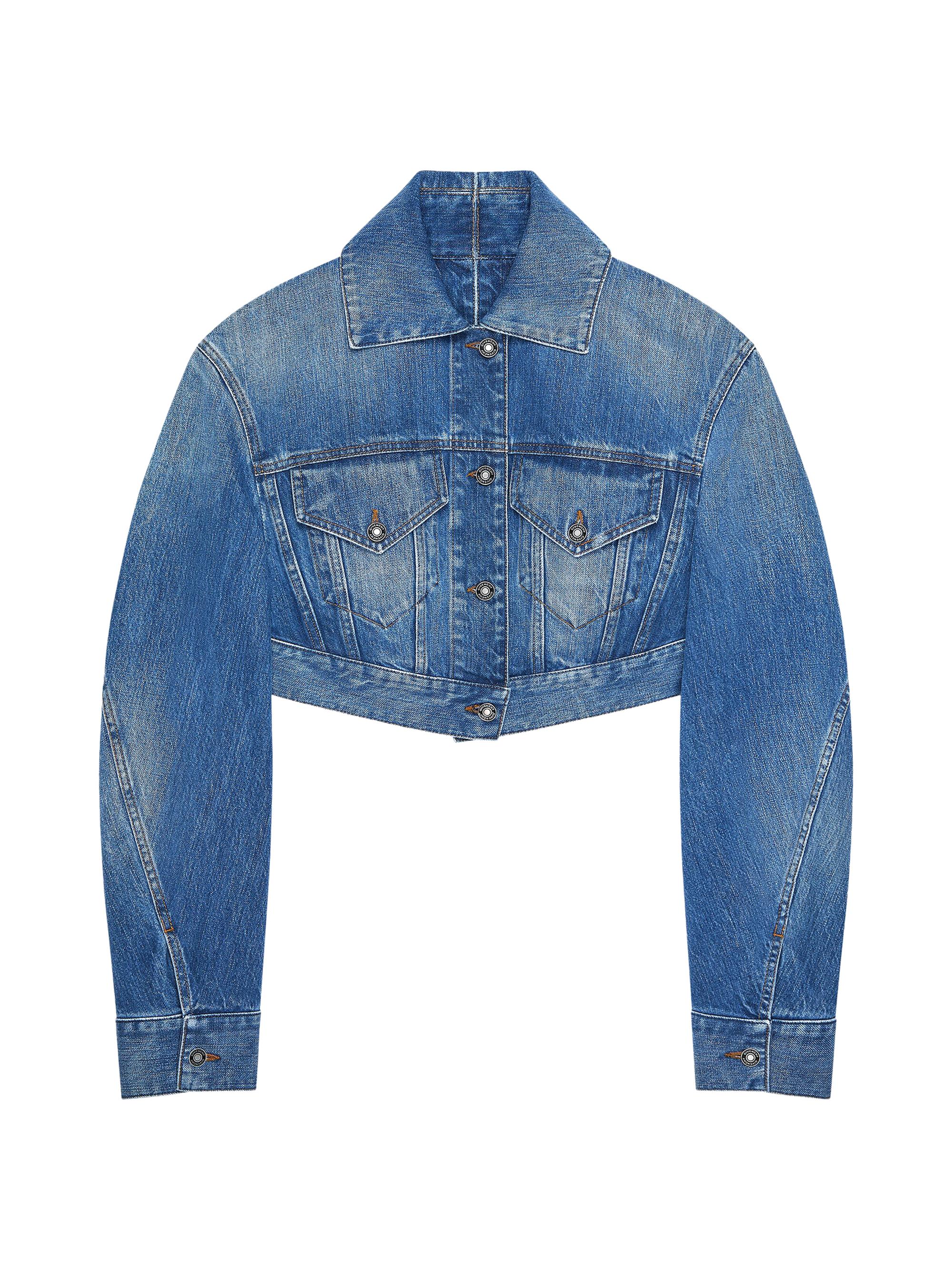 Givenchy Women's Cropped Opened Back Jacket in Denim - Medium Blue