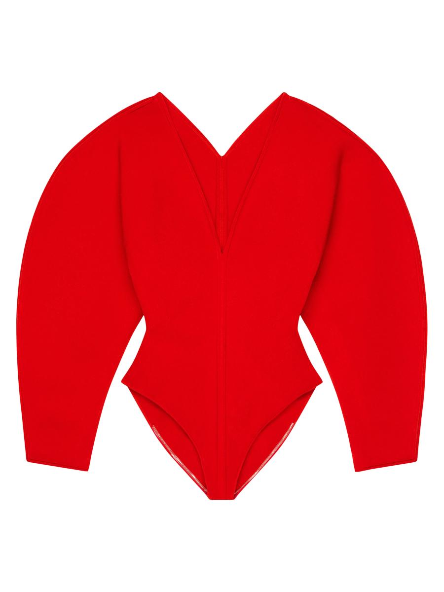 Givenchy Women's Cocoon Bodysuit In Engineered Knit In Red