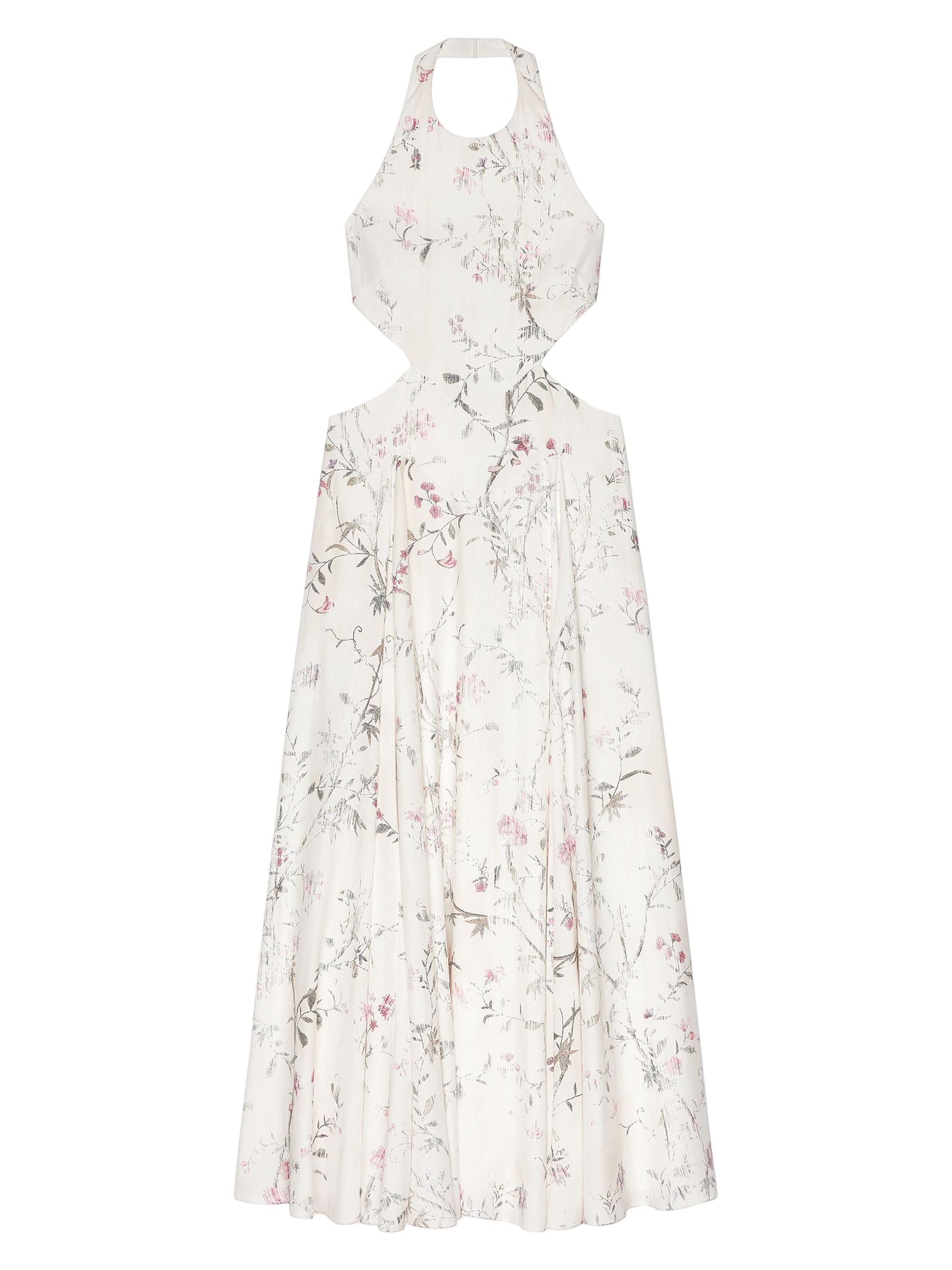 Givenchy Women's Slashed Long Dress with Floral Print - White